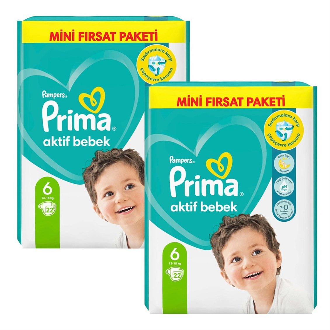 Prima Aktif Bebek 6 Numara 22 Li Ultra Fırsat Paketi x 2 Adet - Onur Market