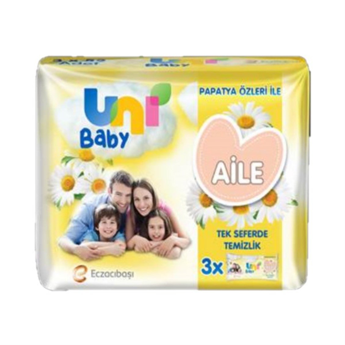Uni Baby Islak Mendil Aile Papatya 52 Adet 3'lü - Onur Market