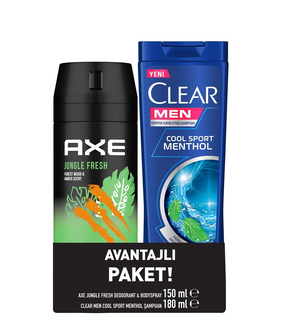 Axe Deodorant Jungle Fresh 150 ml+Clear Şampuan Sport 180 ml - Onur Market