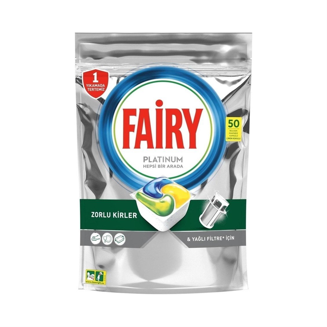 Fairy Platinum 50'li Yıkama Bulaşık Makinesi Deterjanı Tablet - Onur Market