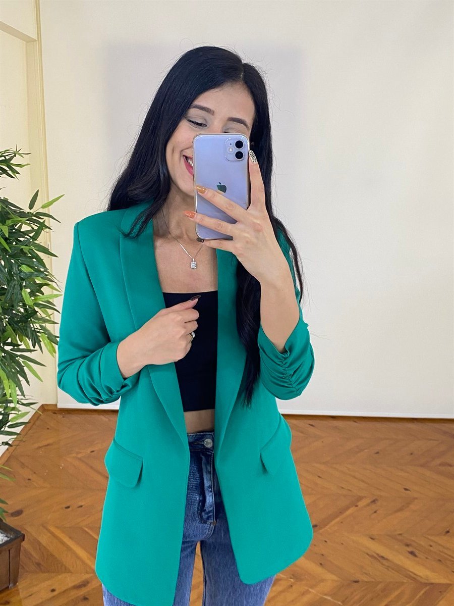 Kadın Zümrüt Yeşili Blazer Ceket
