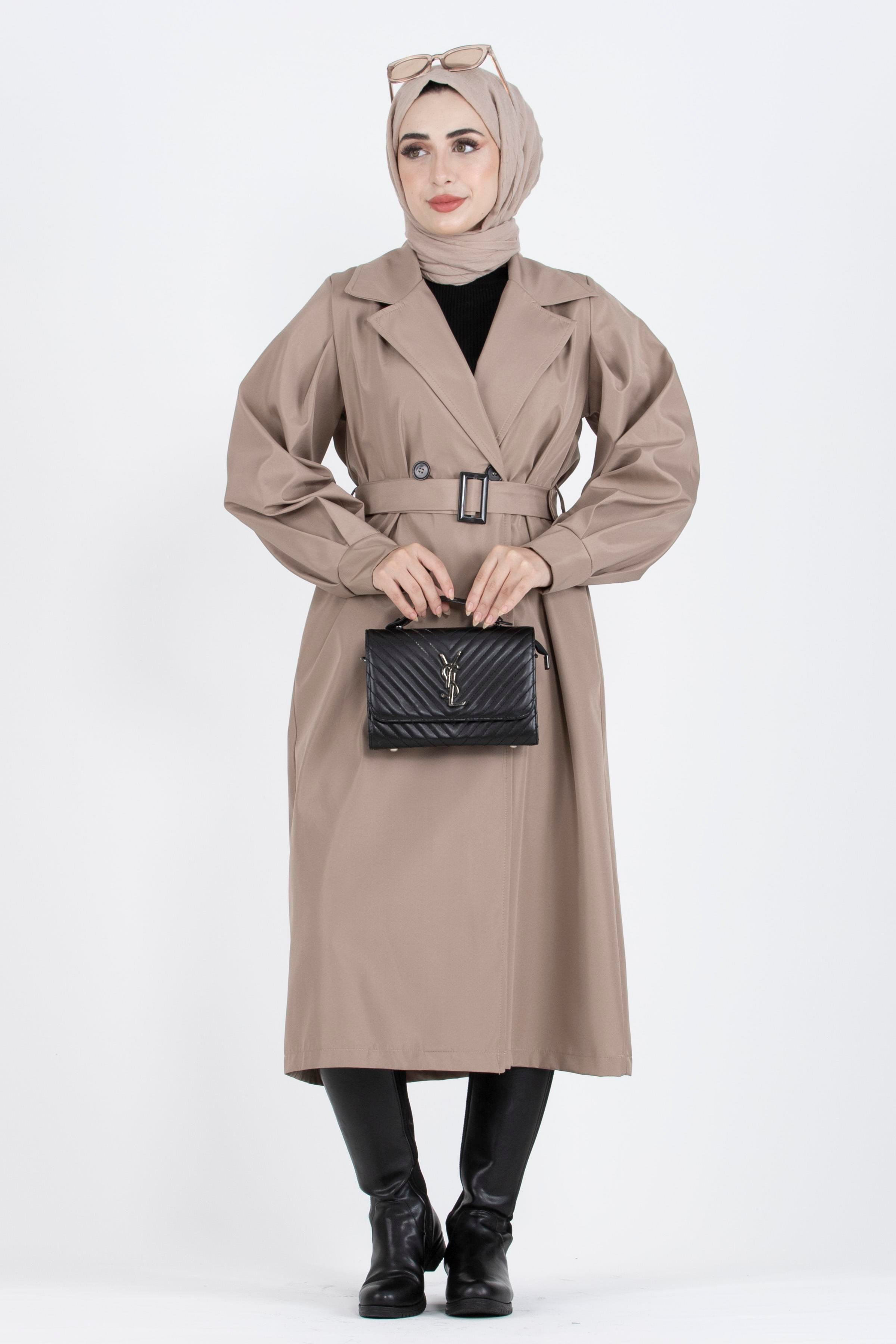 Balloon Sleeve Trench Coat-Beige
