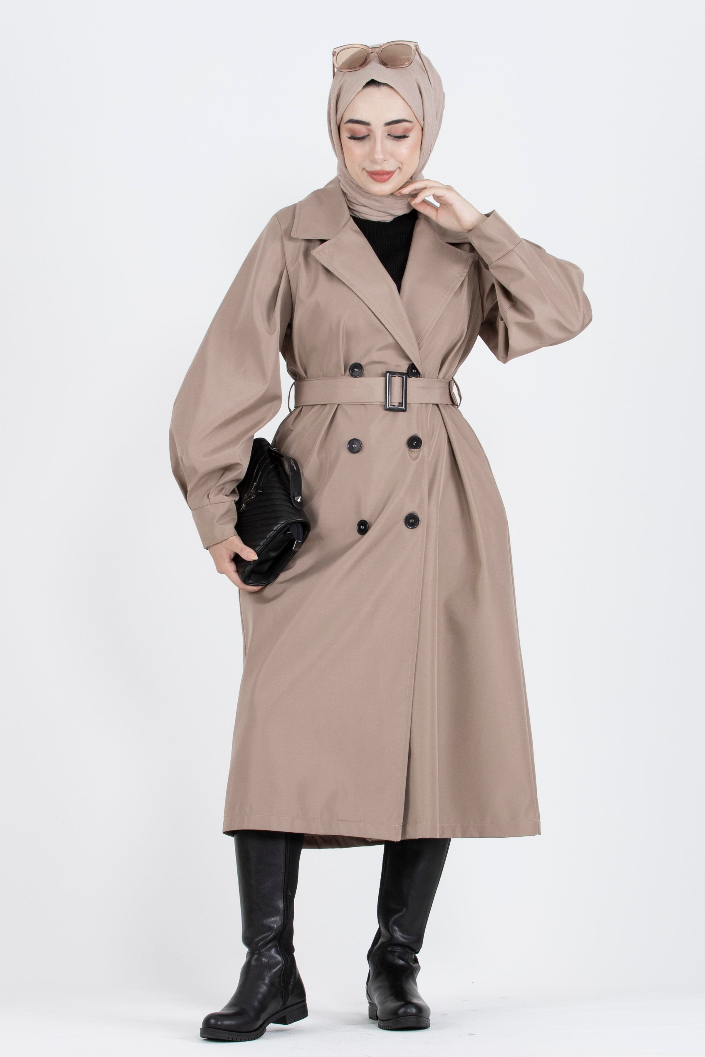Balloon Sleeve Trench Coat-Beige