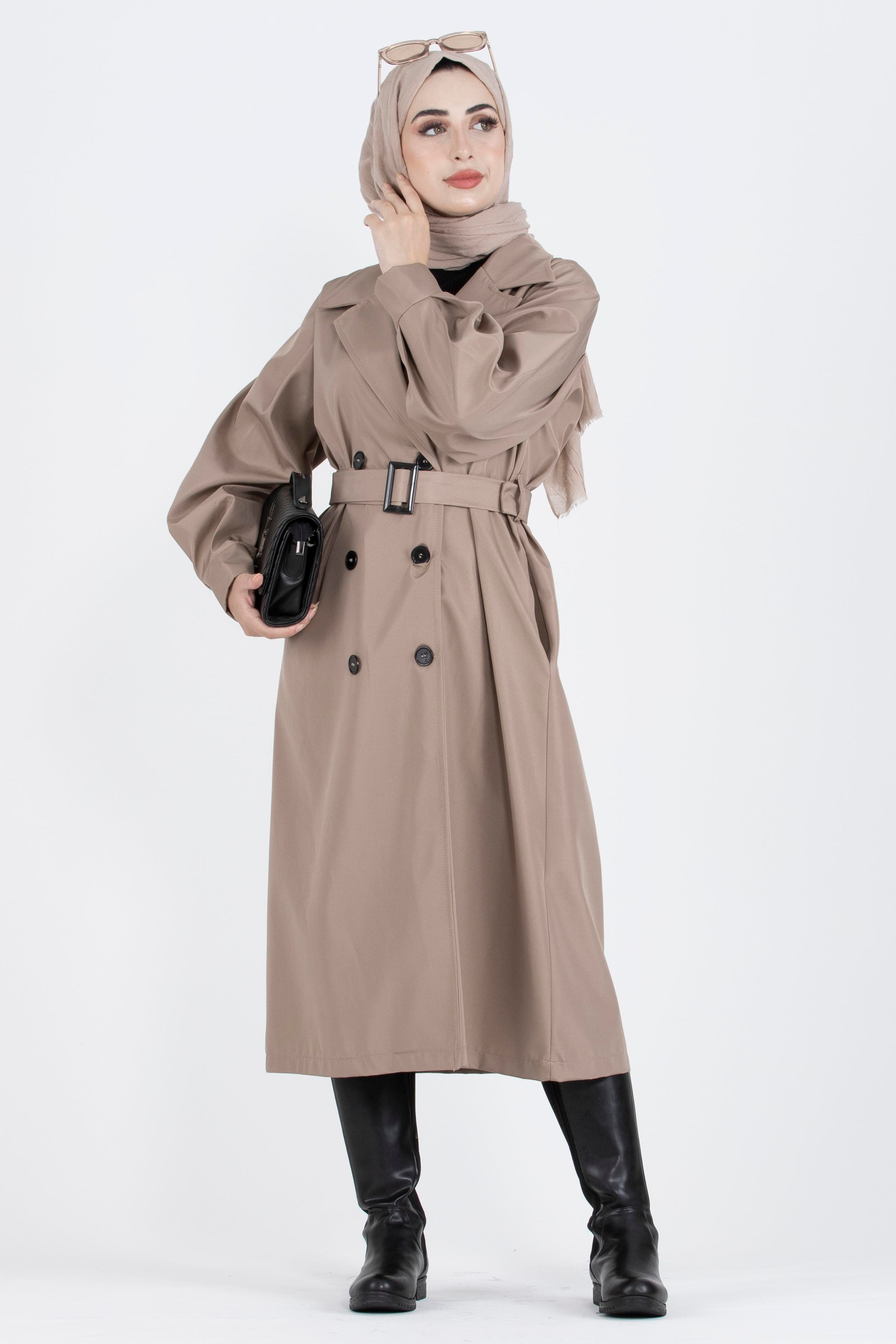 Balloon Sleeve Trench Coat-Beige