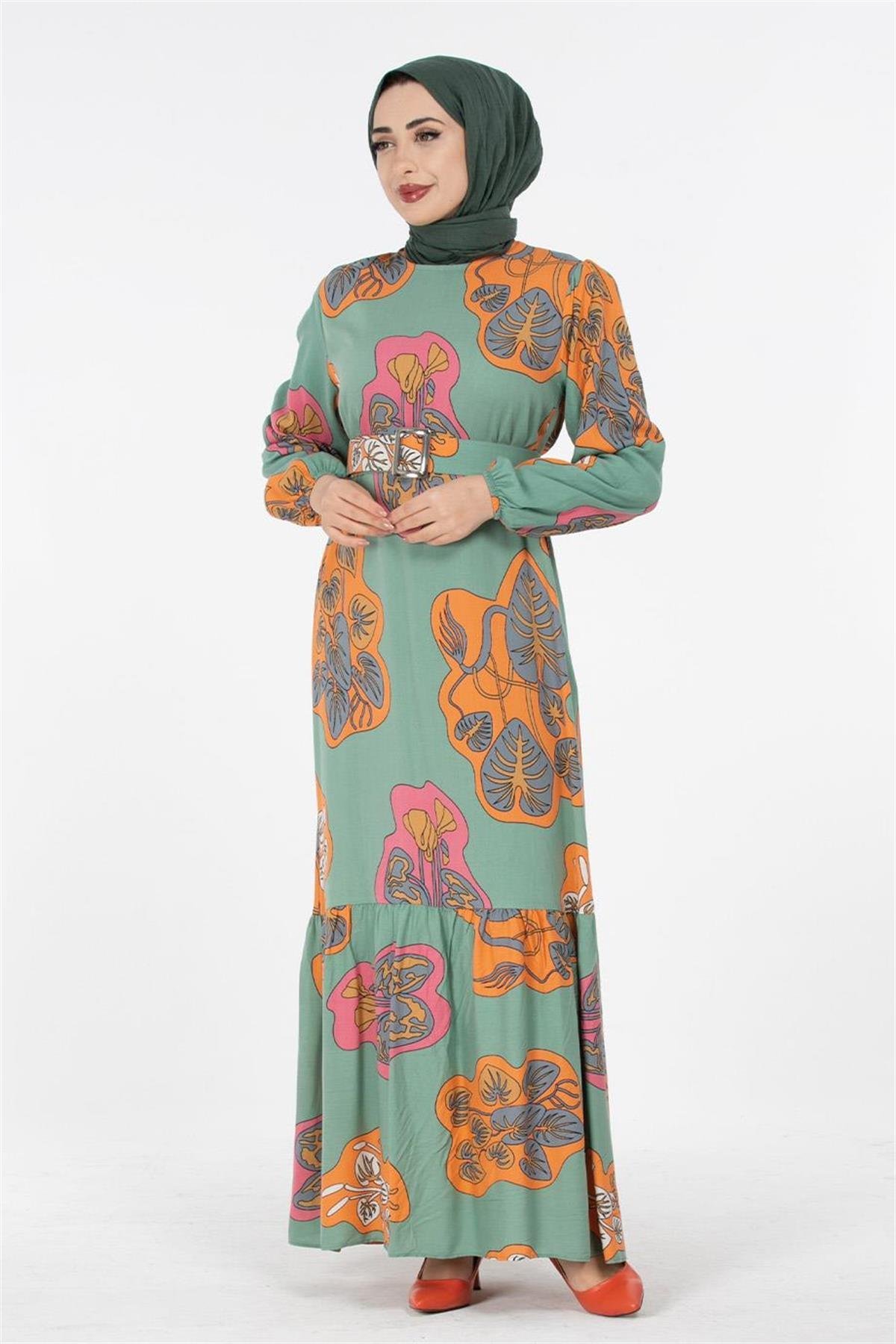 Viscose Fabric Desing Dress - Almond Green