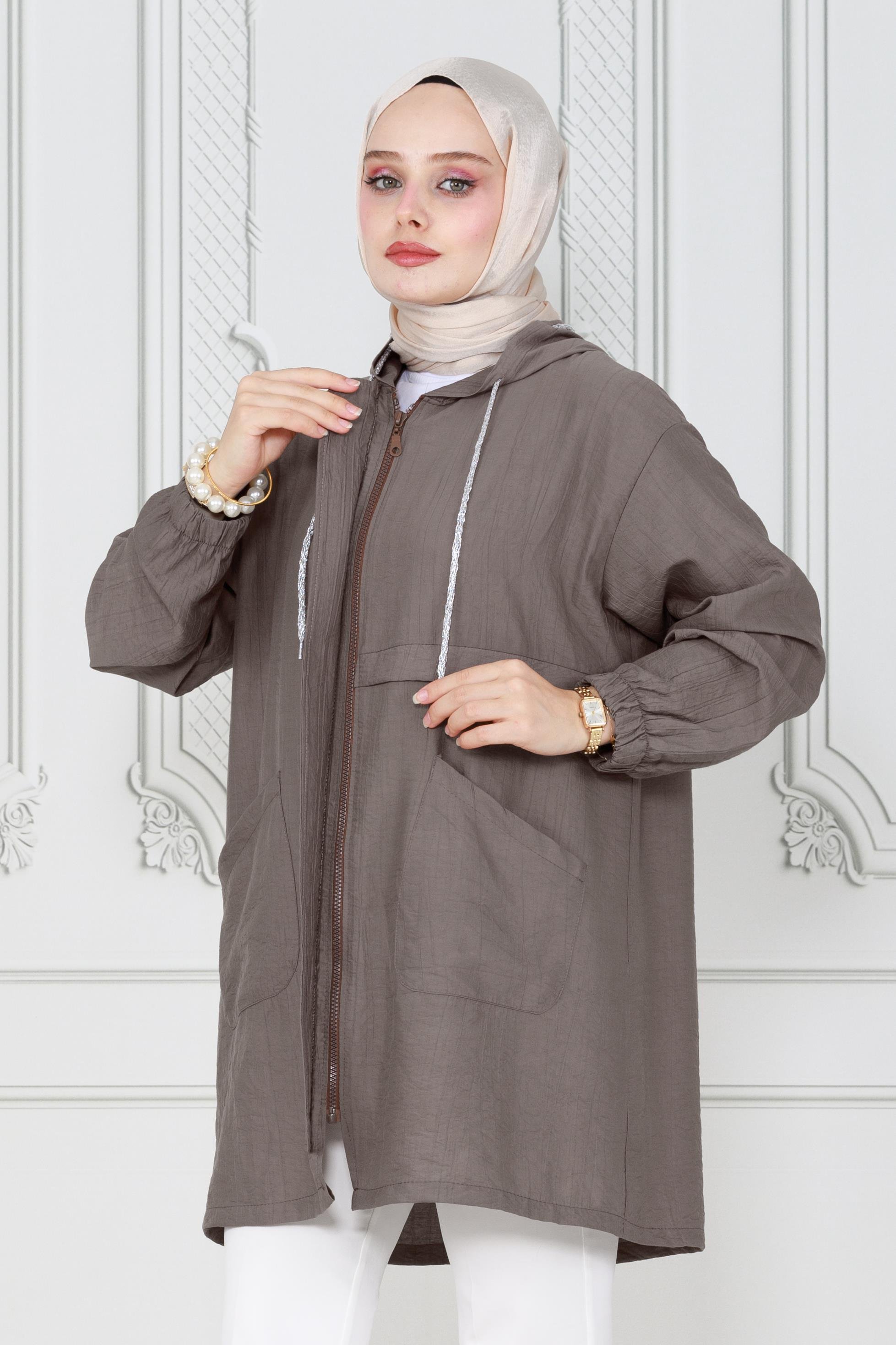 hooded cape-dark mink color 
