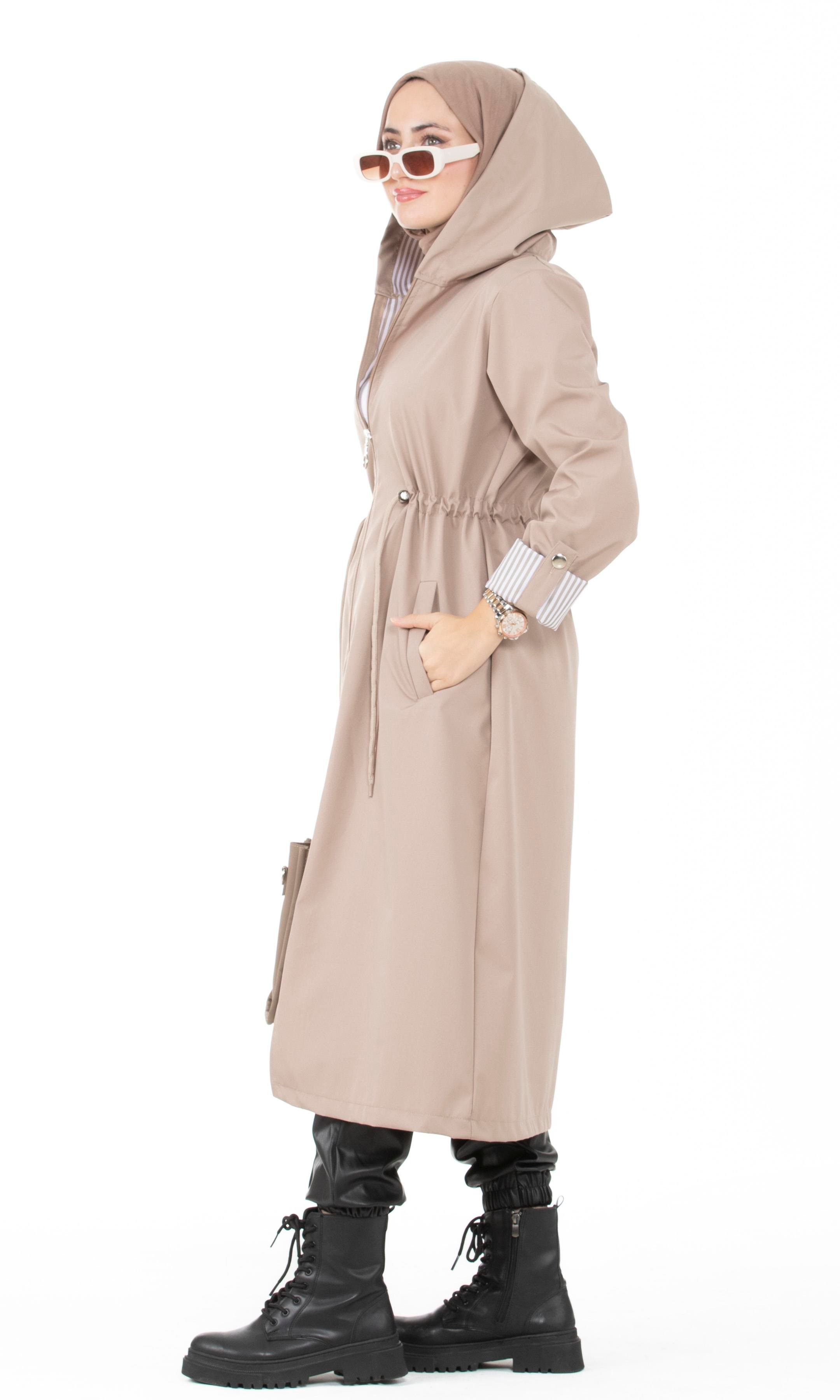 Inline Trench Coat-Beige