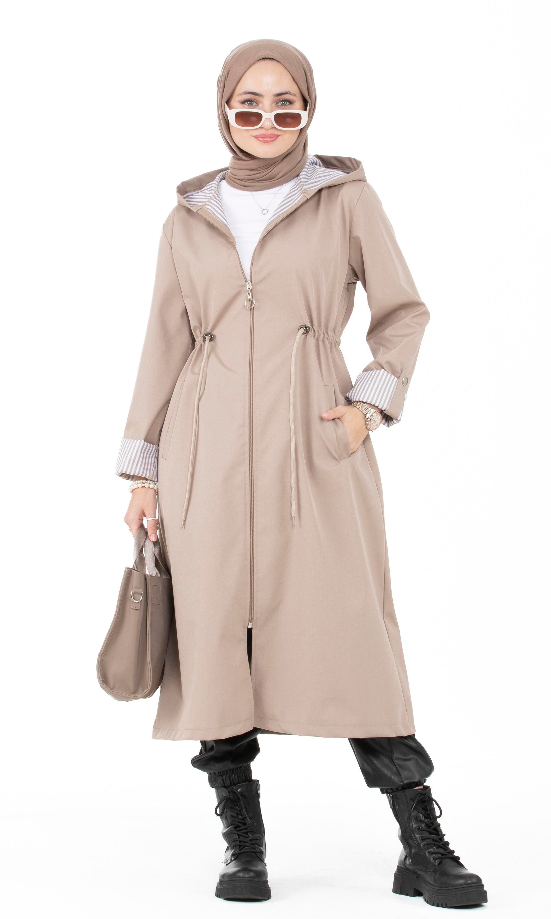 Inline Trench Coat-Beige