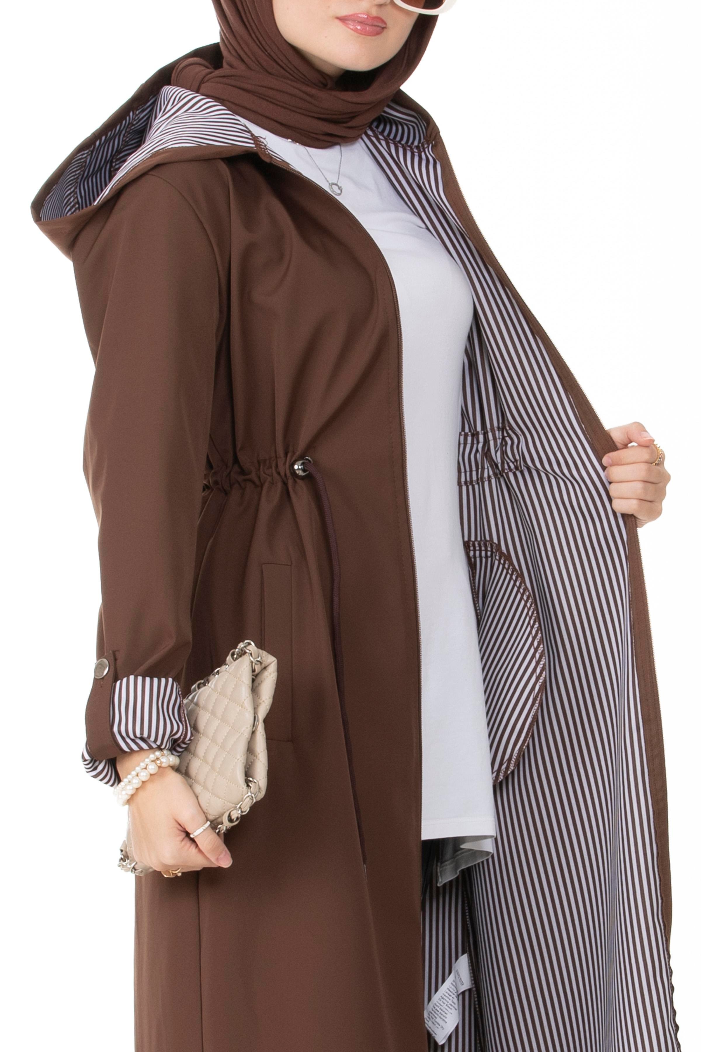 Inline Trench Coat-Brown