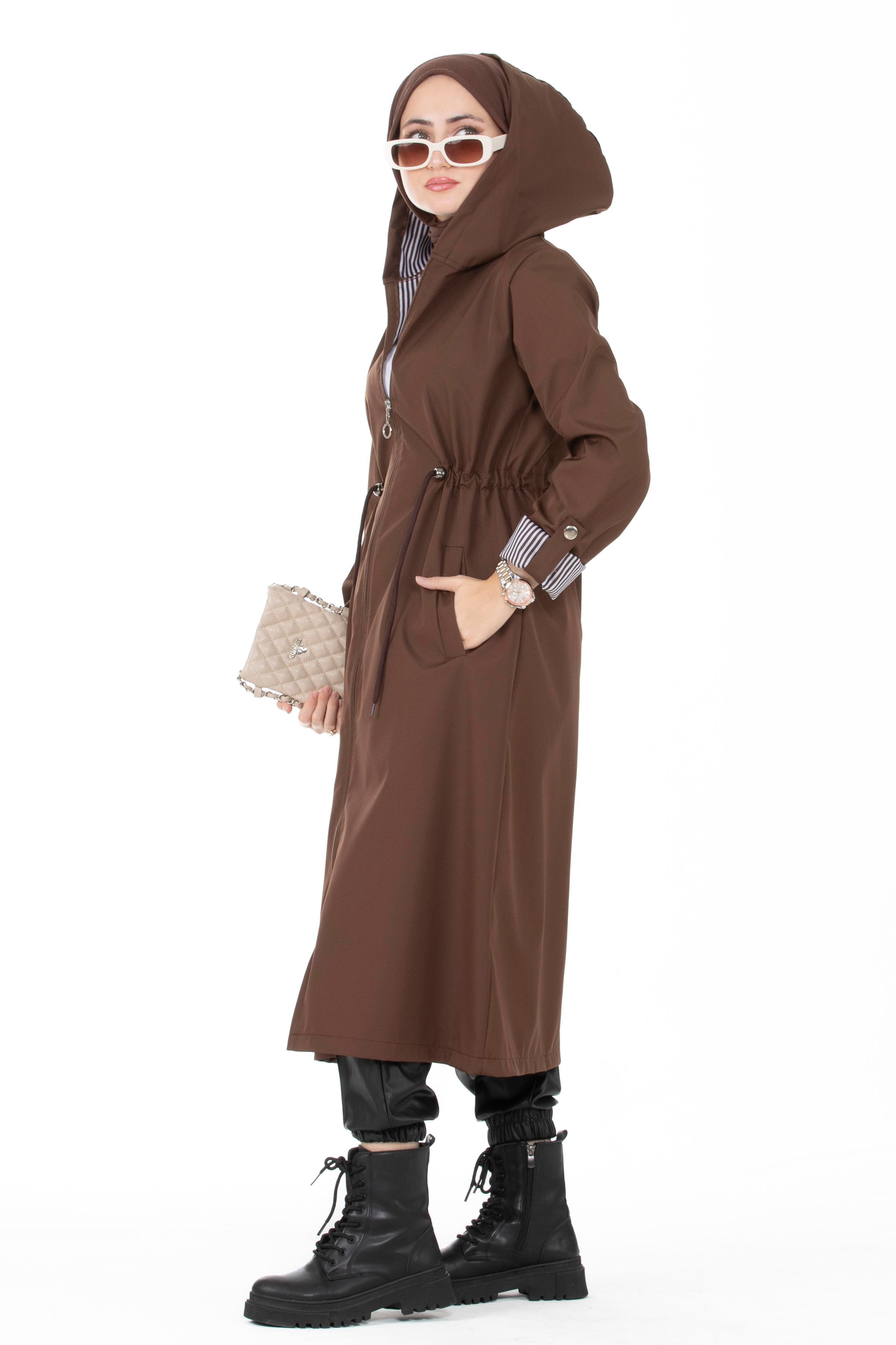 Inline Trench Coat-Brown