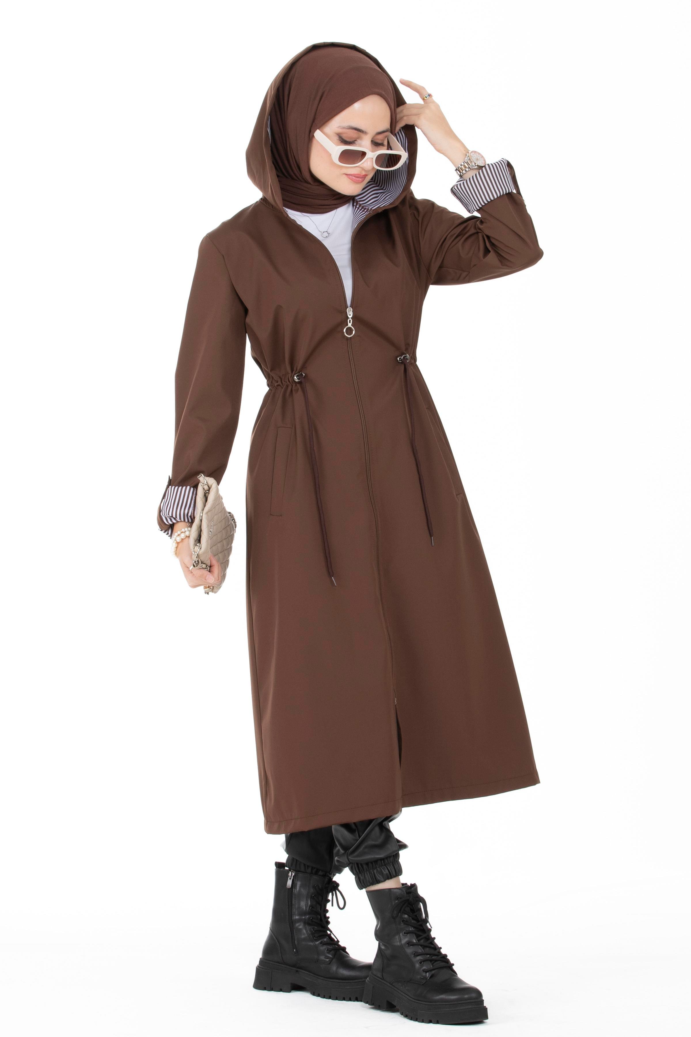 Inline Trench Coat-Brown