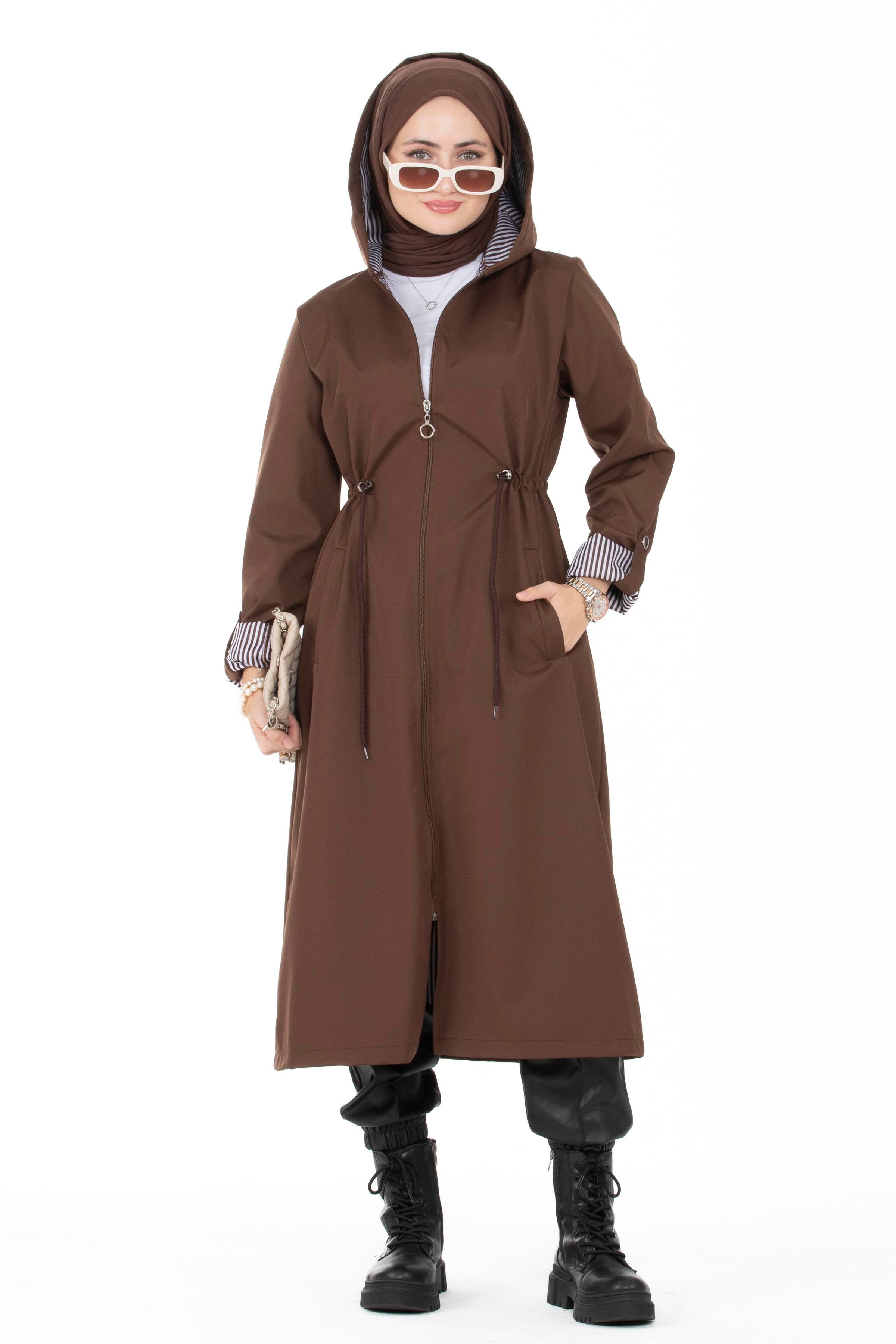 Inline Trench Coat-Brown