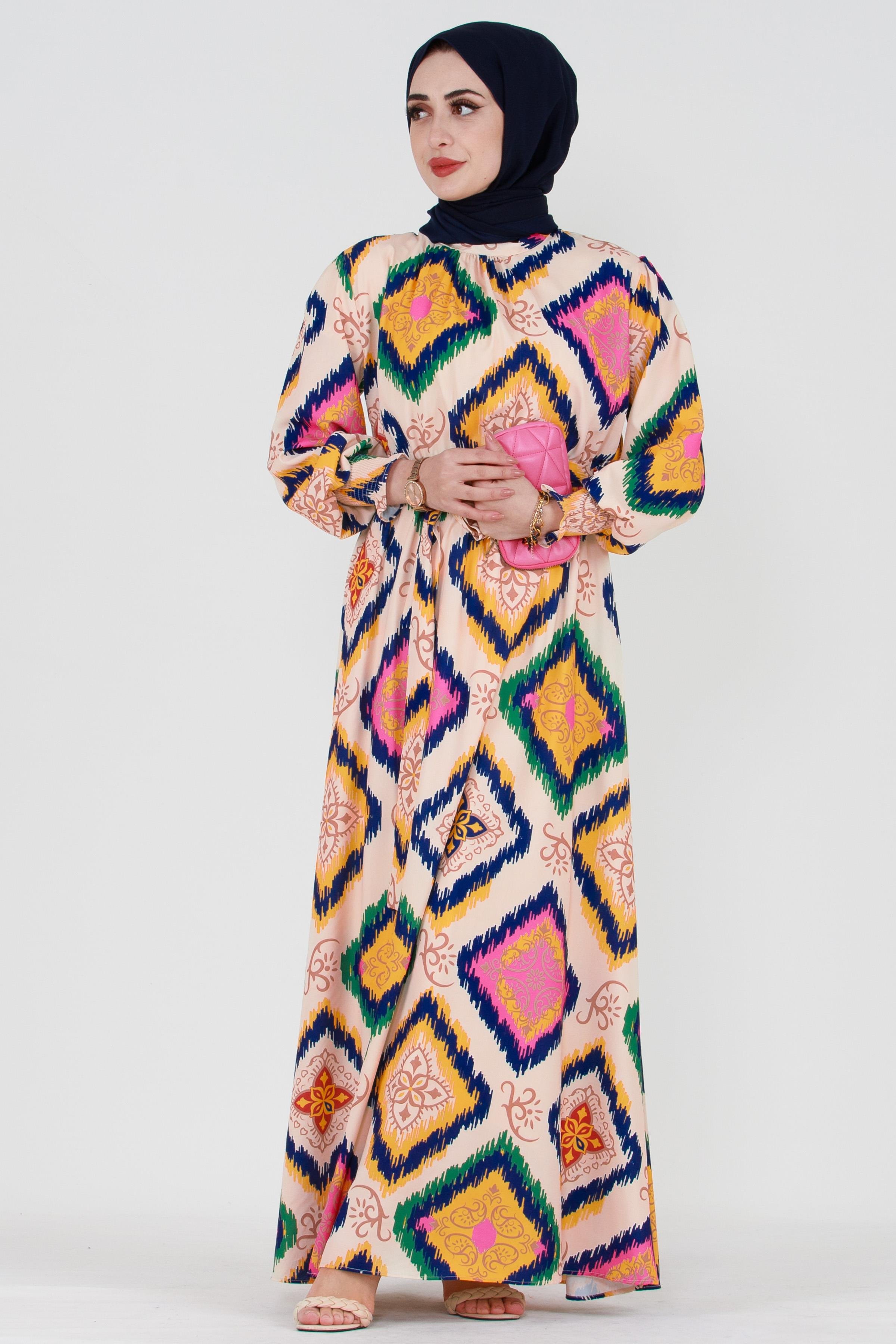 Itkat Pattern Hurrem Dress - Pink