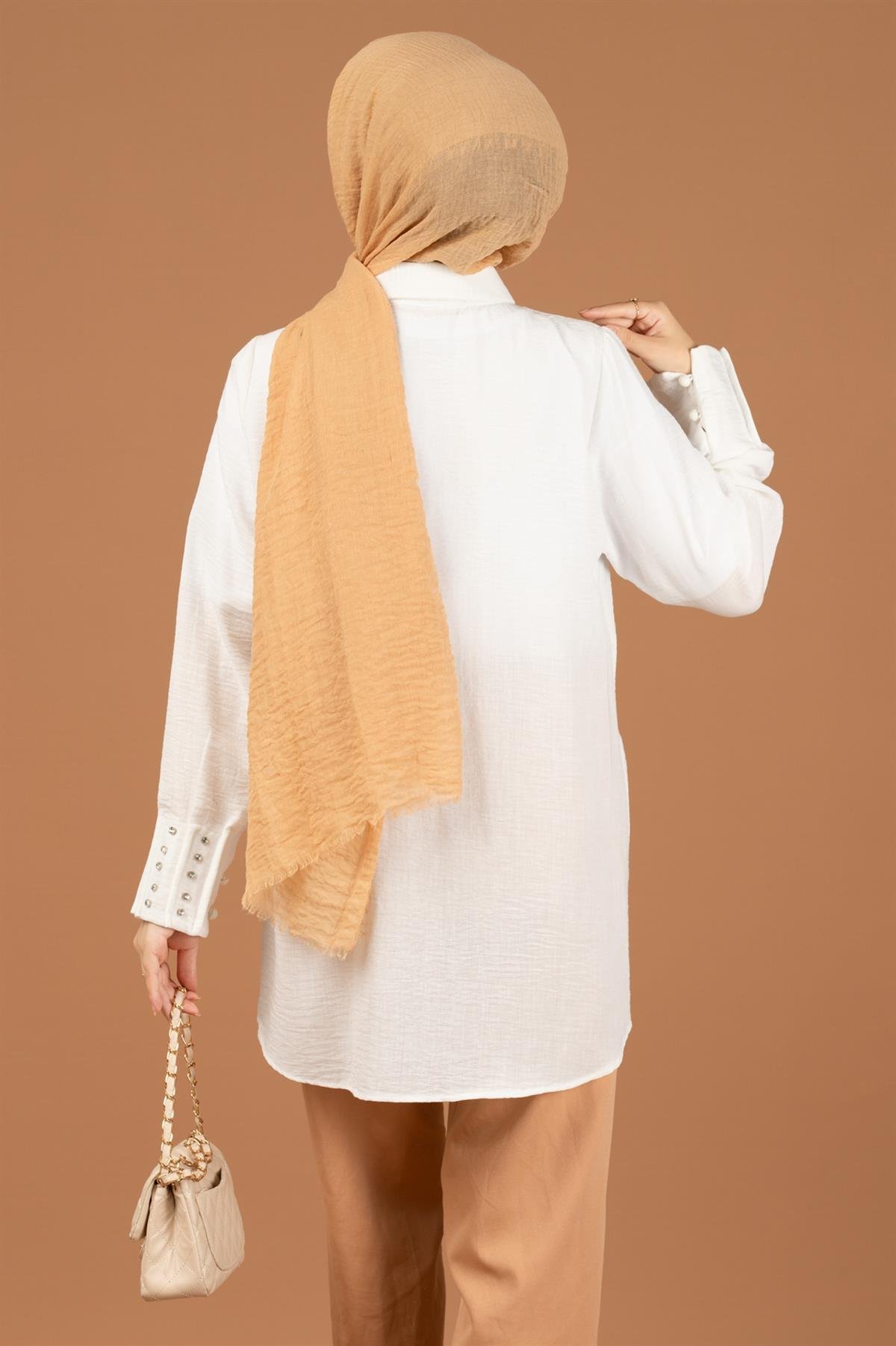 Stone Embellished Tunic-White