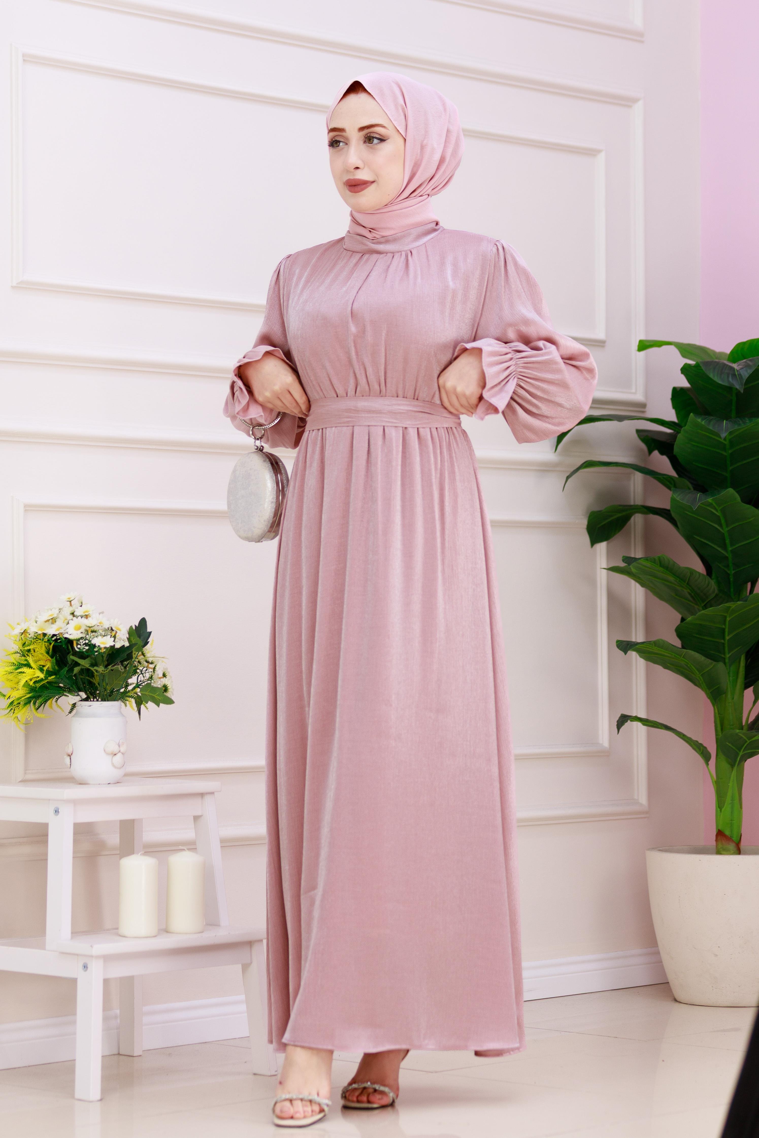 Kolu Volanlı Simli Alya Abiye-gülkurusu