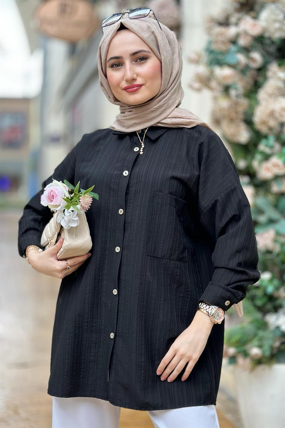 Oversize Gömlek-Siyah