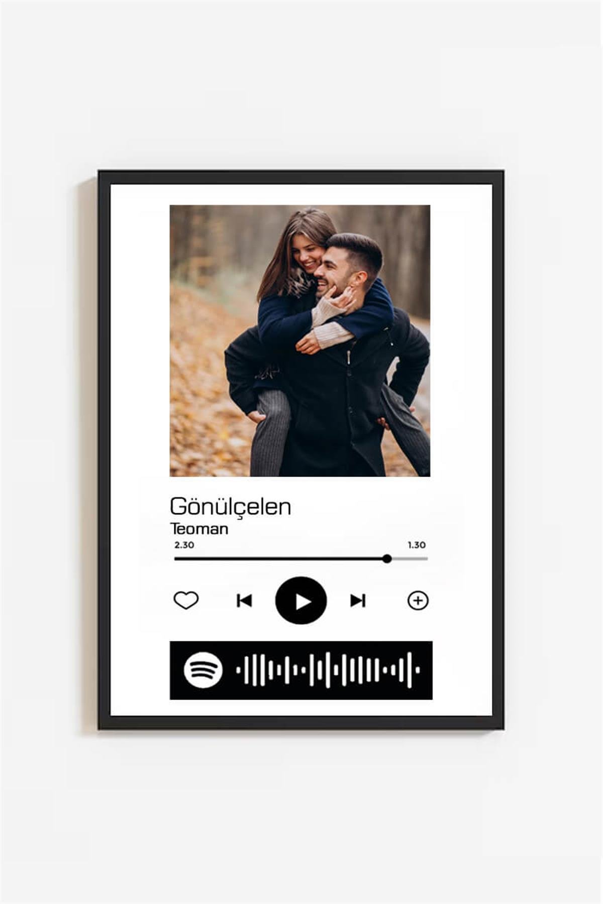 Sevgiliye Hediye Spotify QR Kodlu Kişiye Özel Fotoğraflı Hediyelik Çerçeve
