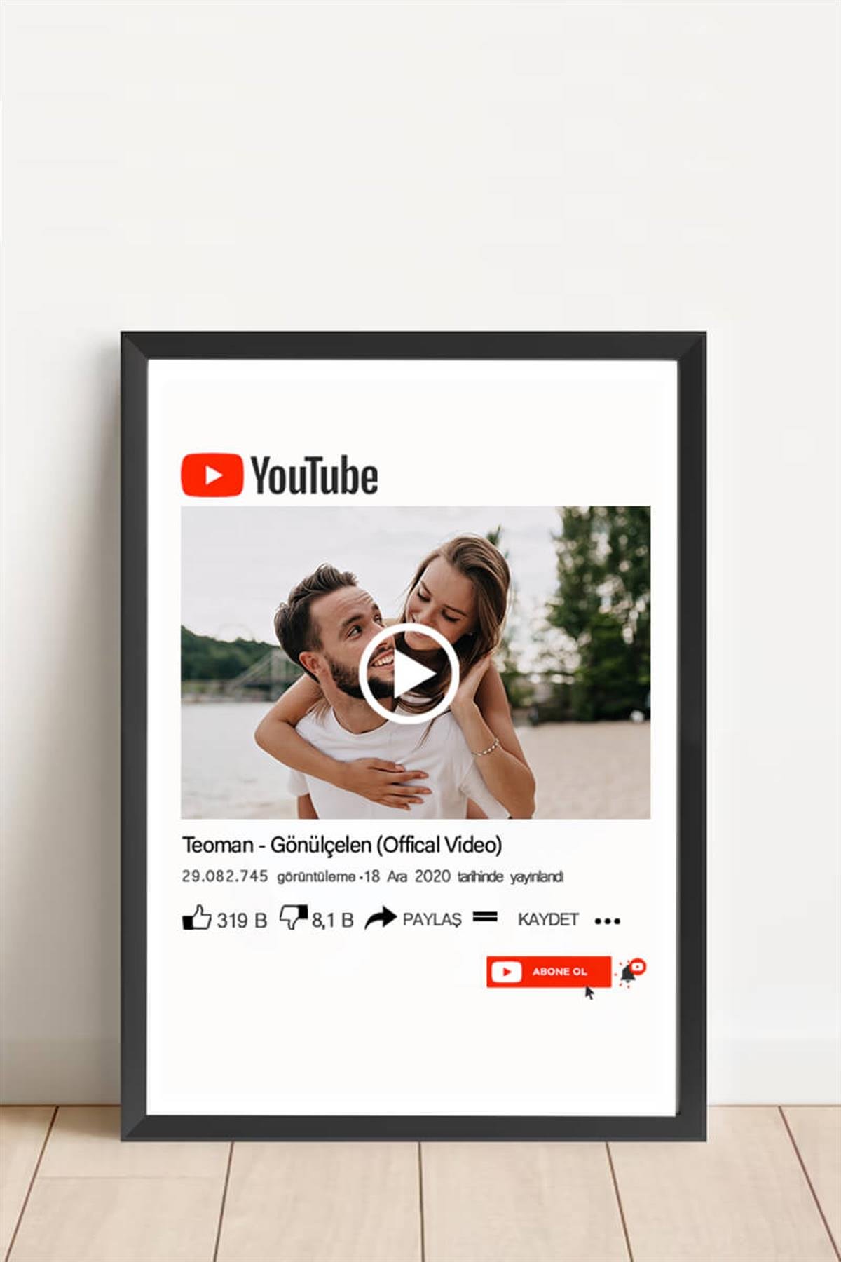 Sevgiliye Hediye Youtube Tasarım Kişiye Özel Fotoğraflı Hediyelik Çerçeve