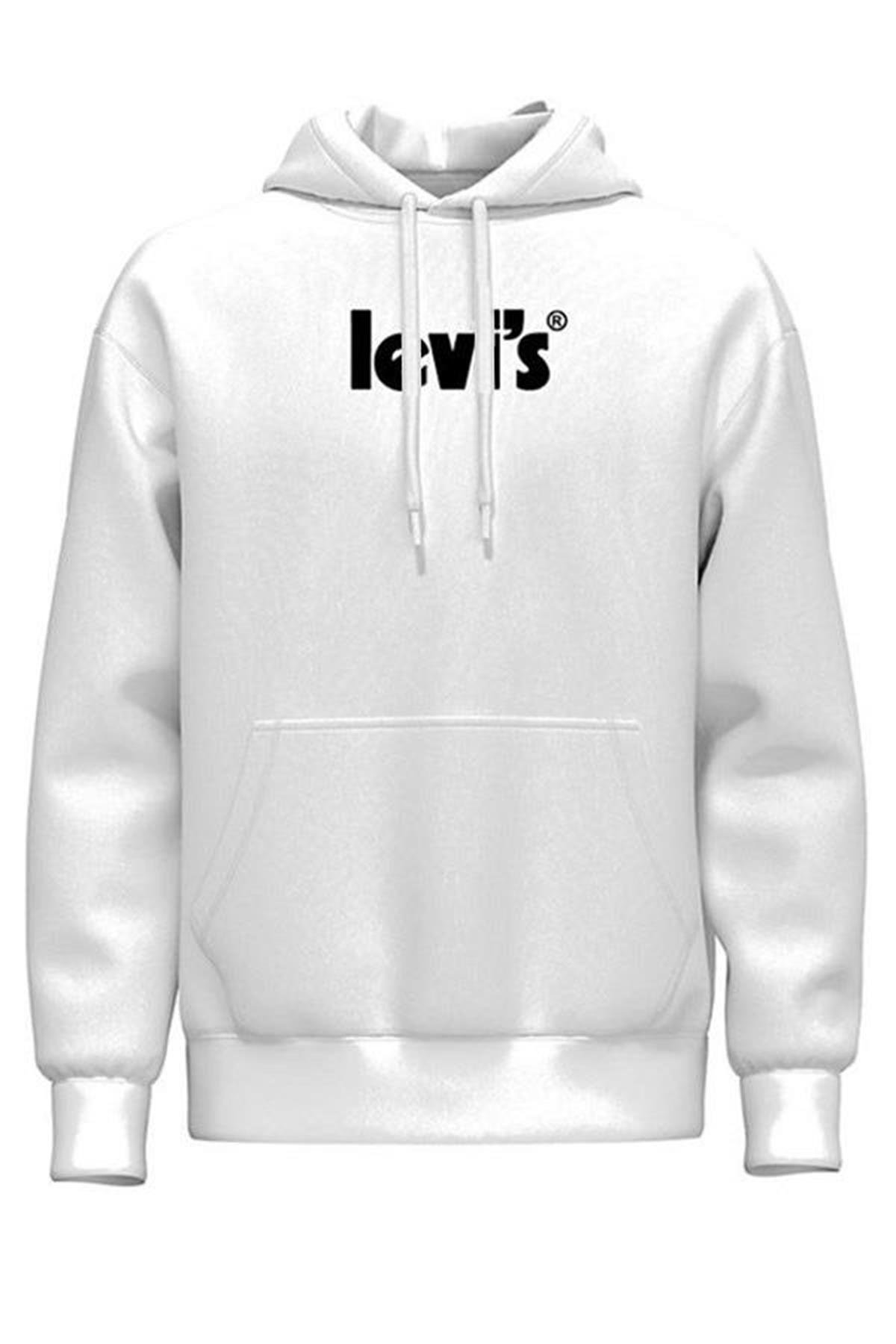 Levi's Erkek Beyaz Kapüşonlu Sweatshirt - A2639-0002 | varlikstore.com