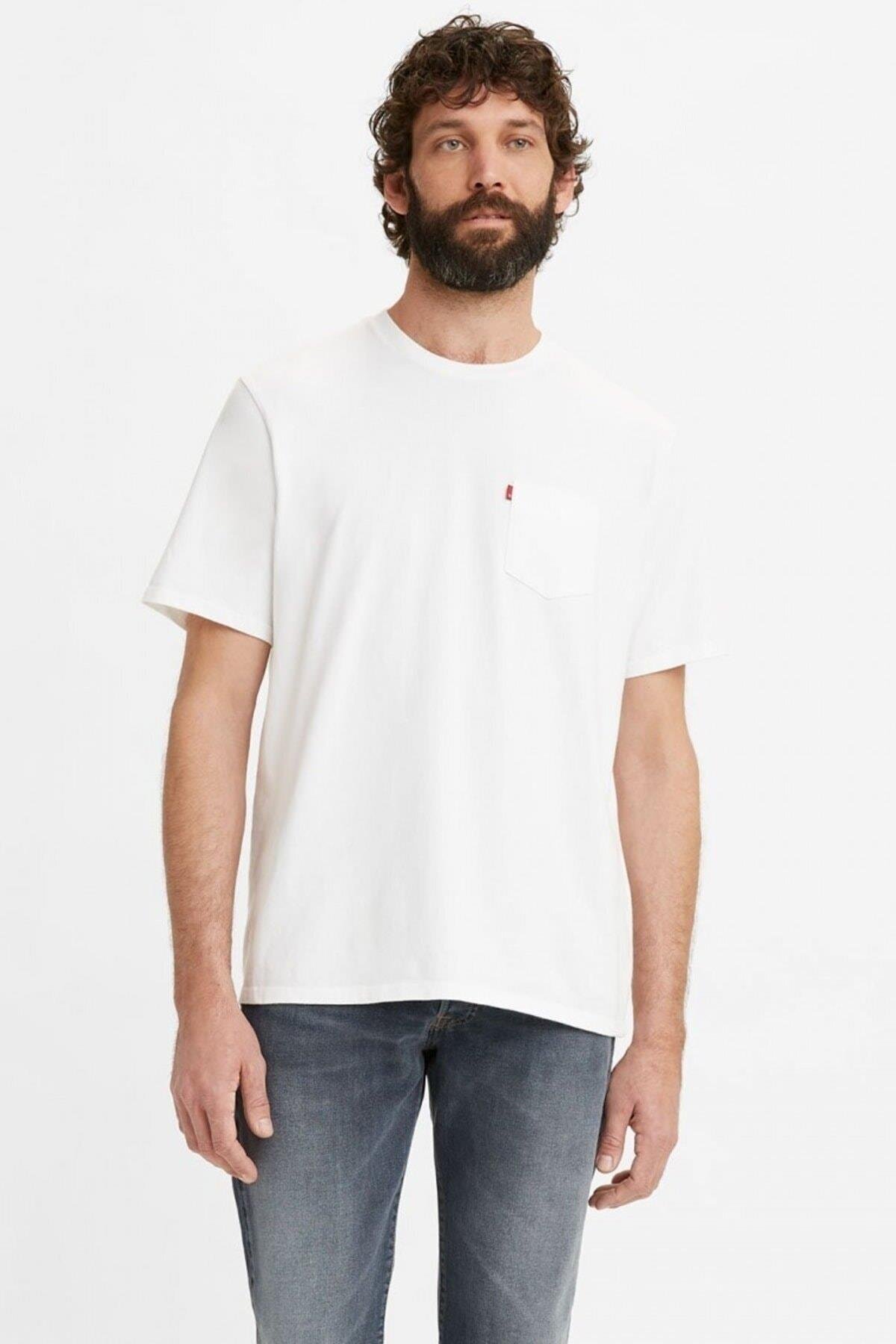 Levi's Erkek Beyaz T-shirt Cepli Tişört 34310-0026