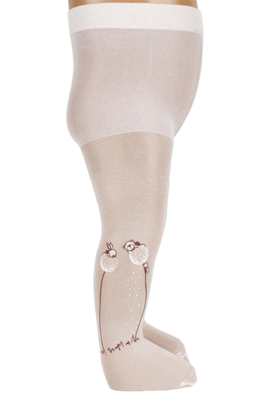 Katamino Kız Bebek Sayıla Baskılı İnce Külotlu Çorap K60189 Beyaz