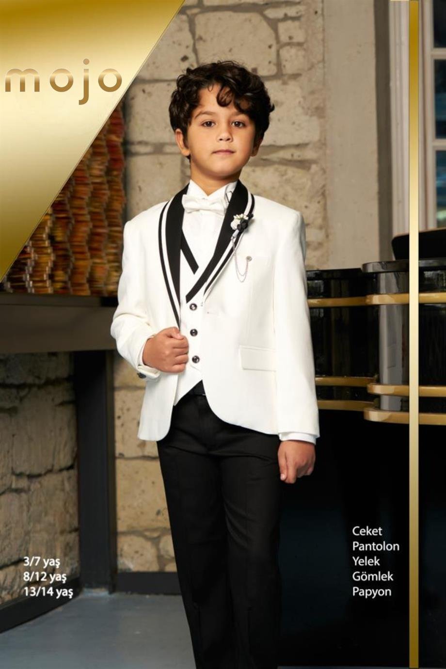 Mogi Erkek Çocuk Damatlık Takım Elbise Set 20322 Beyaz