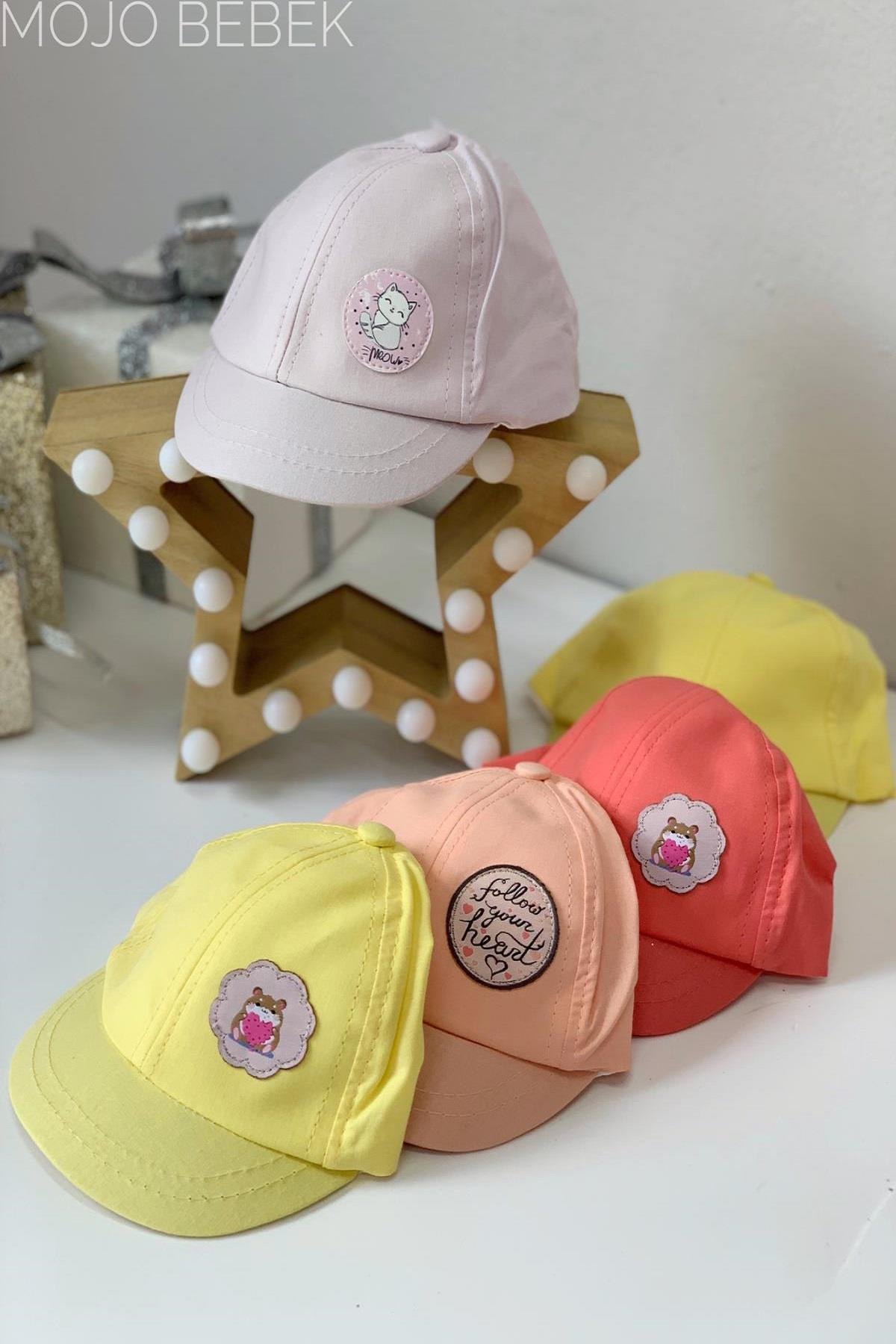Mojo Kız Bebek Armalı Kasket Şapka 1015 Sarı