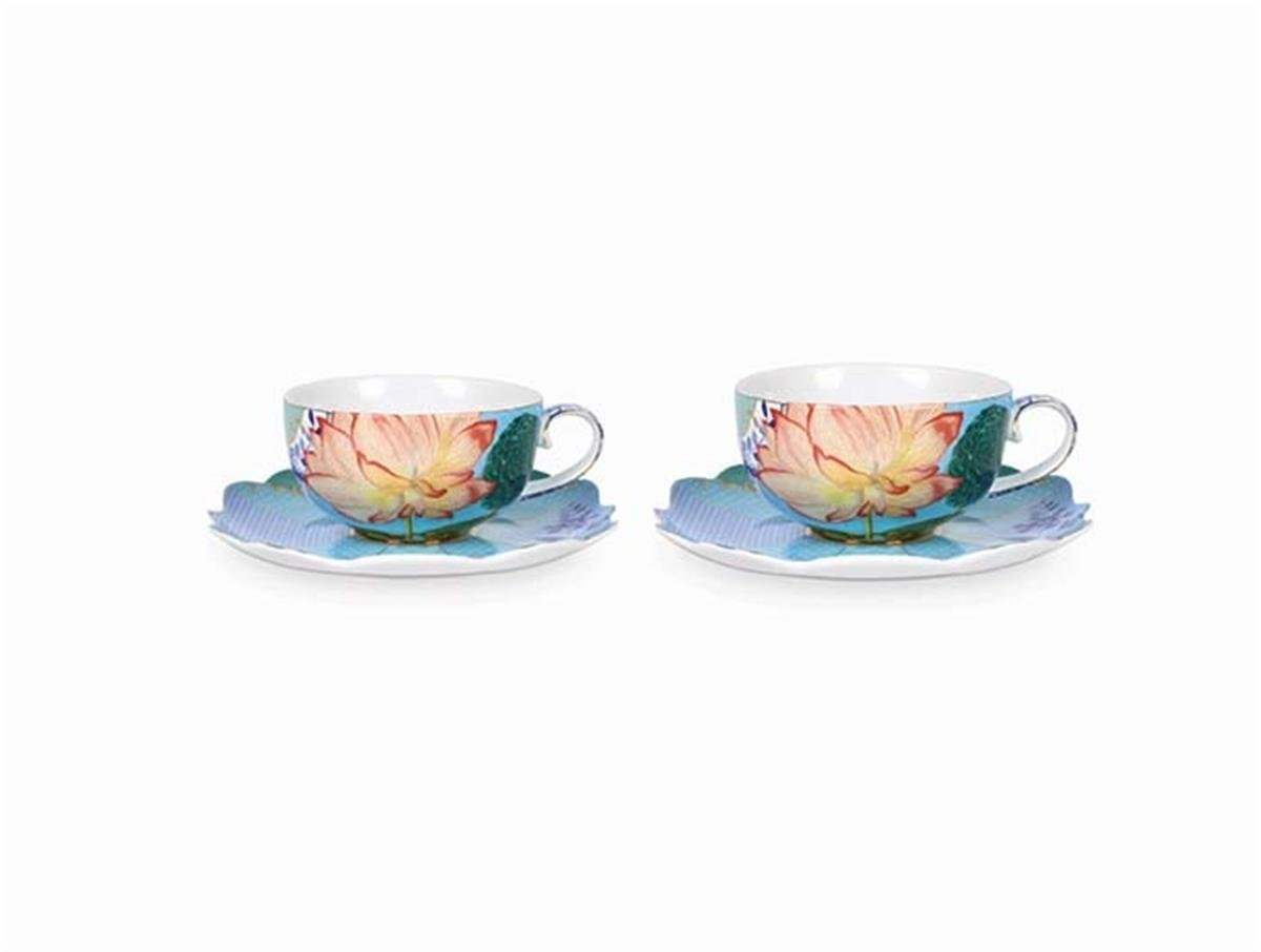 Royal 2li Mavi Çiçek Desenli Çay / Kahve Fincanı | designofluxury.com.tr