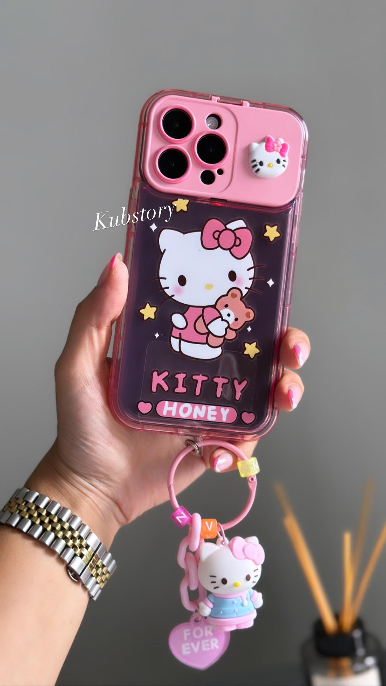 Hello Kitty İphone Telefon Kılıfı Charmlı