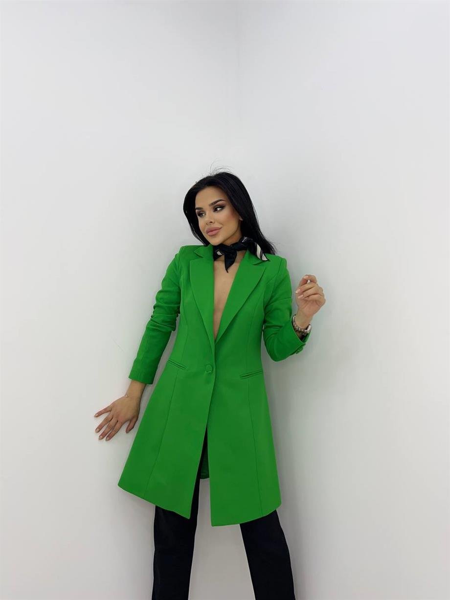 Nora Uzun Blazer Ceket Yeşil