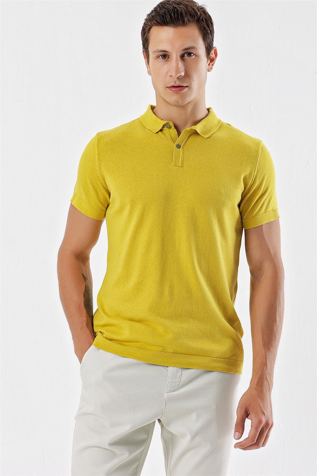 Oksit Sarı Comfort Fit Polo Yaka T-Shirt
