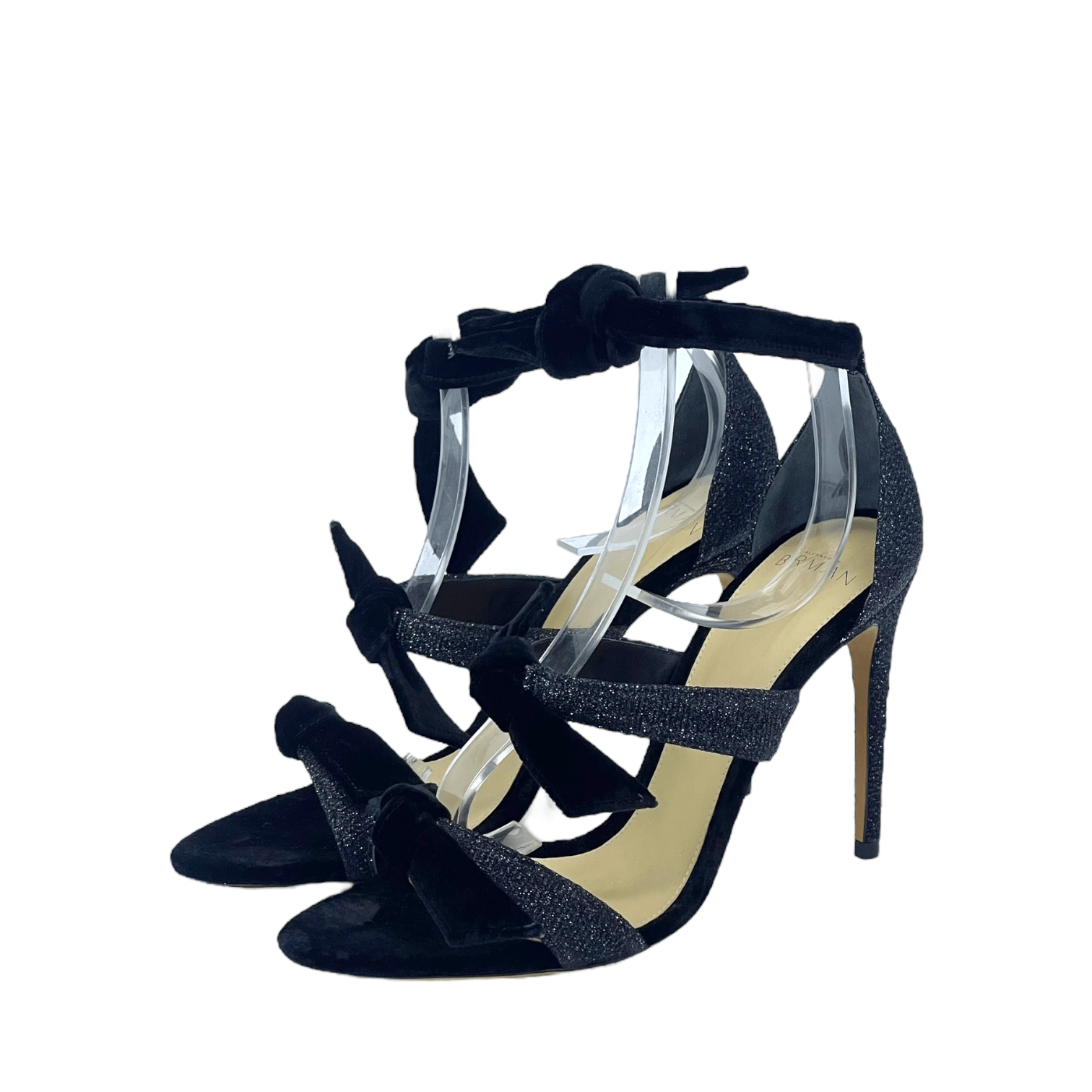 Alexandre Birman Black Mary Glitter Velvet Sandals 38.5