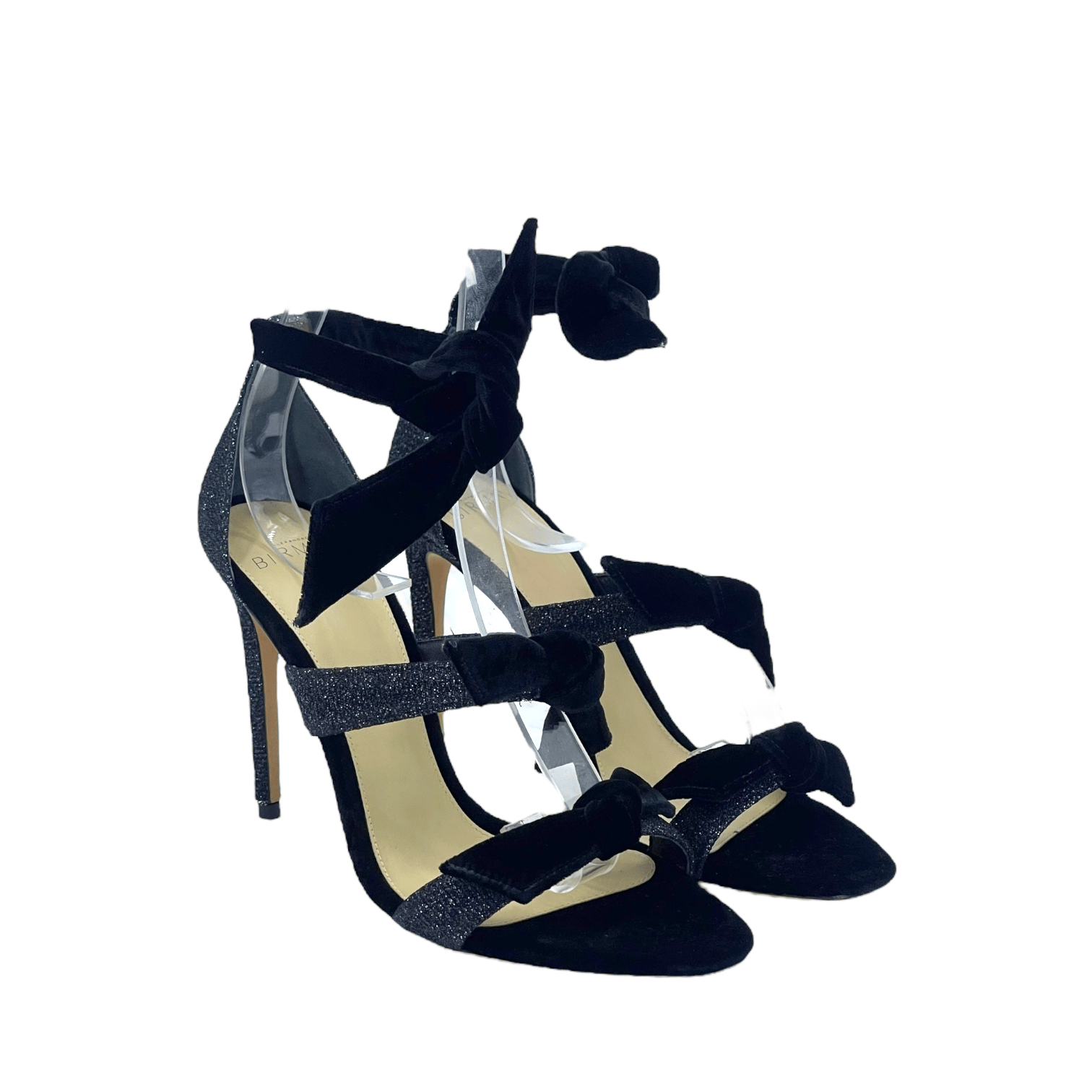 Alexandre Birman Black Mary Glitter Velvet Sandals 38.5