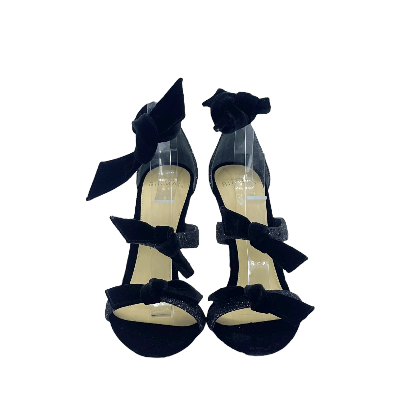 Alexandre Birman Black Mary Glitter Velvet Sandals 38.5