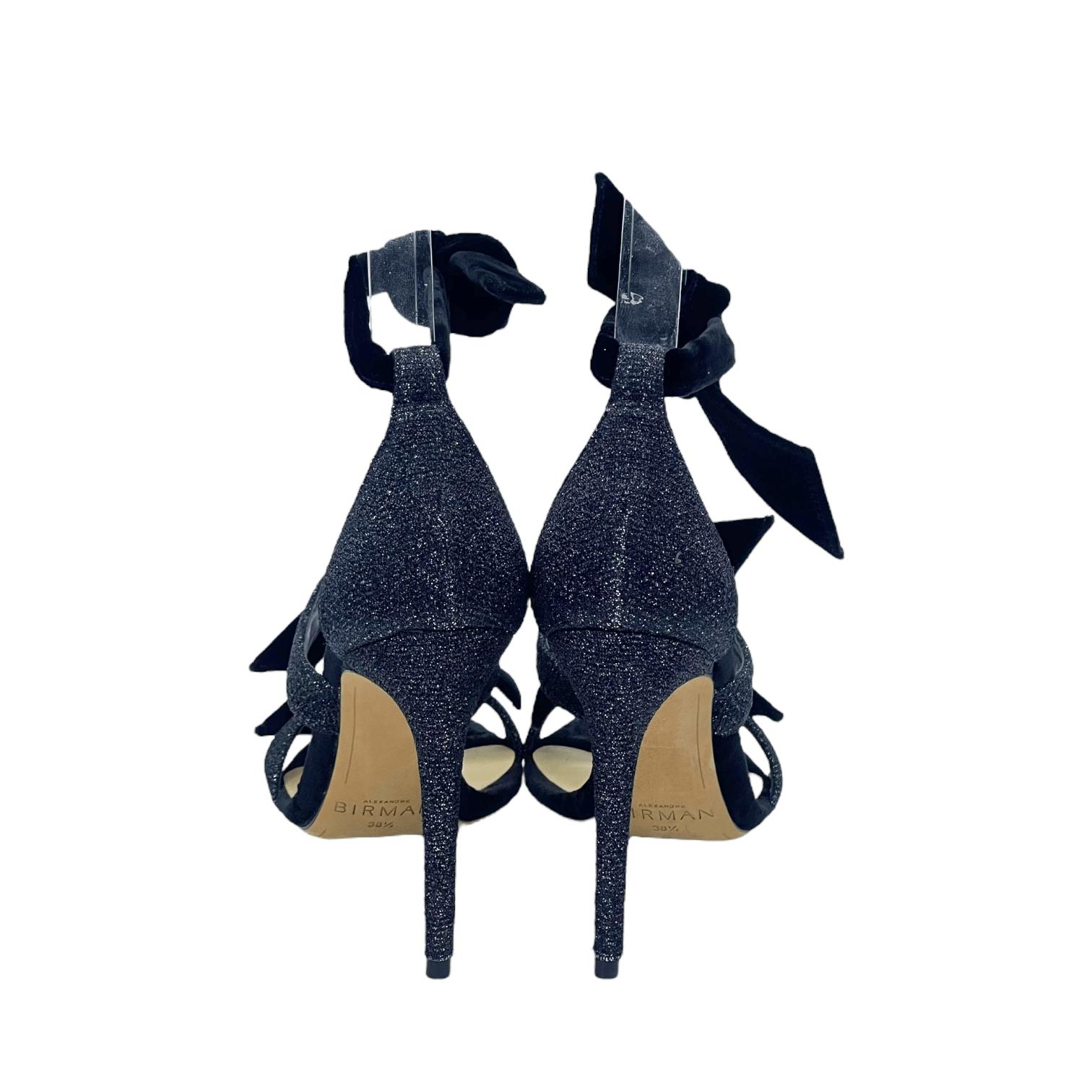 Alexandre Birman Black Mary Glitter Velvet Sandals 38.5