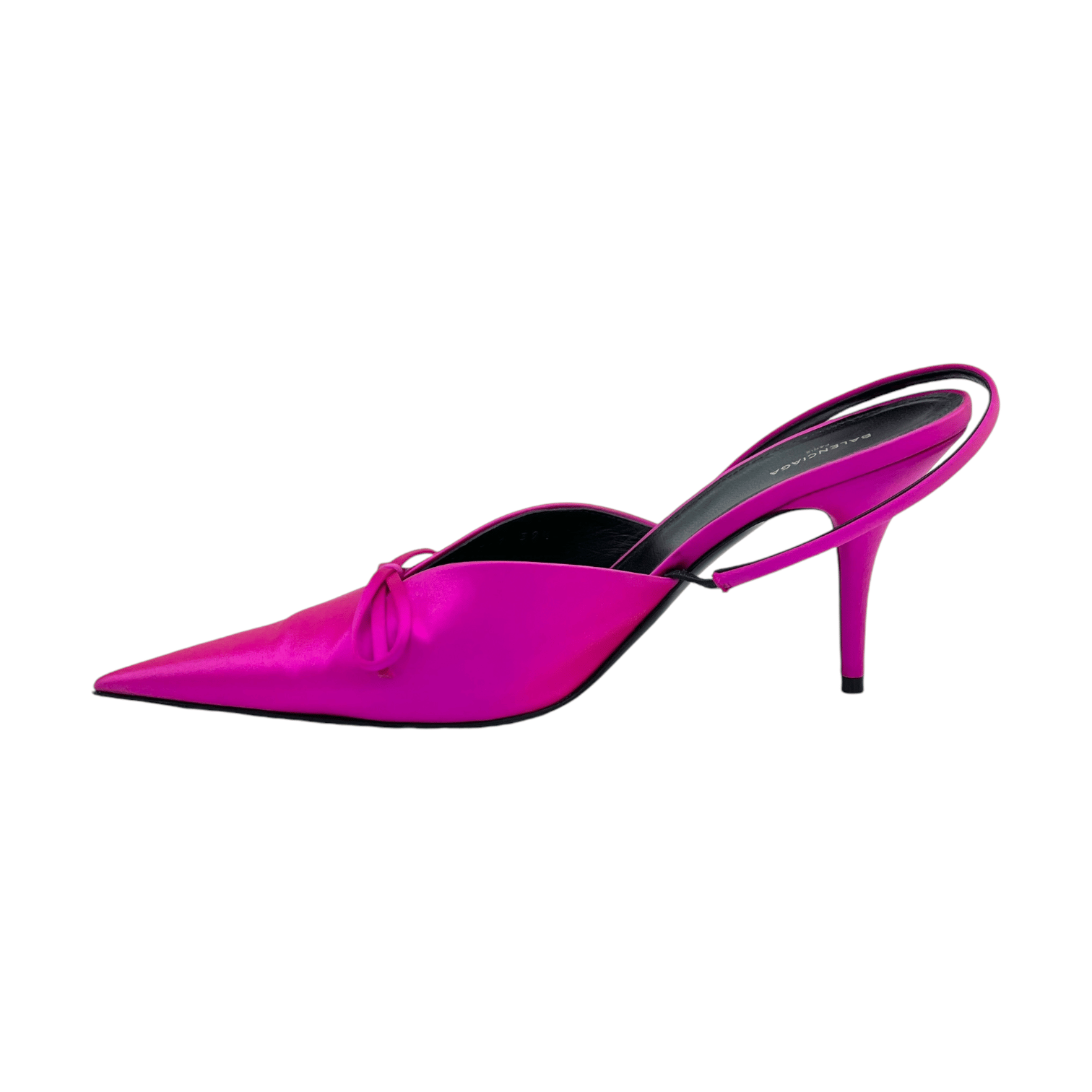 Balenciaga Fuchsia Satin Bow Knife Slingbacks 39.5