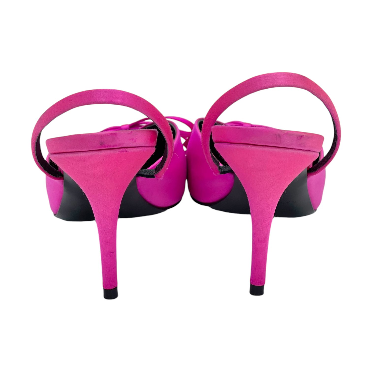 Balenciaga Fuchsia Satin Bow Knife Slingbacks 39.5