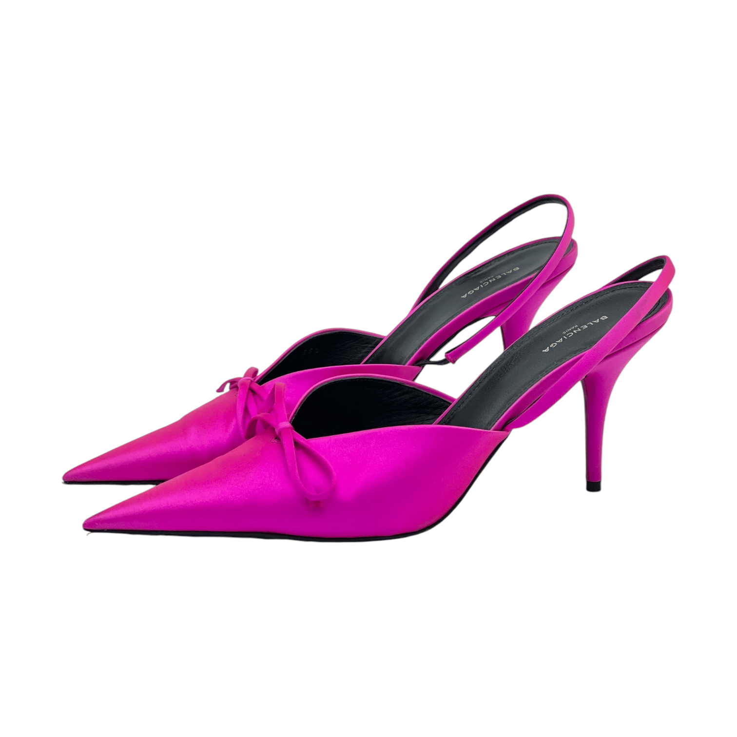 Balenciaga Fuchsia Satin Bow Knife Slingbacks 39.5