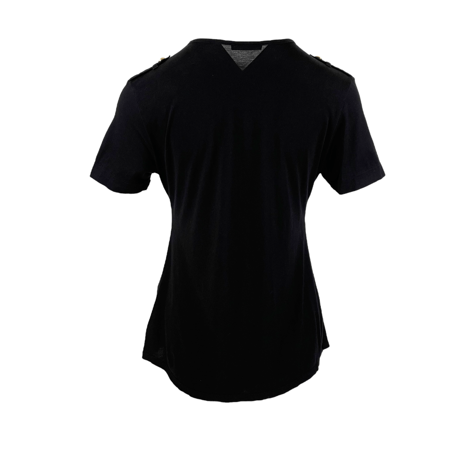 Balmain Gold Button Black Cotton Tshirt 40