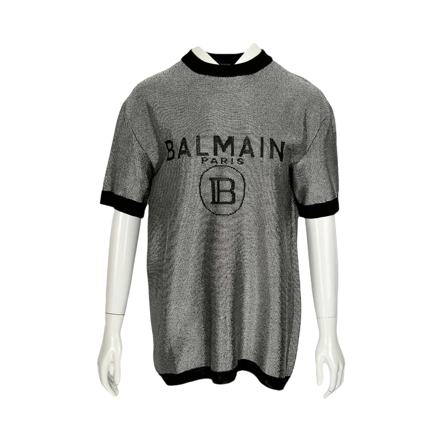 Balmain Metallic Silver Logo Tshirt 38