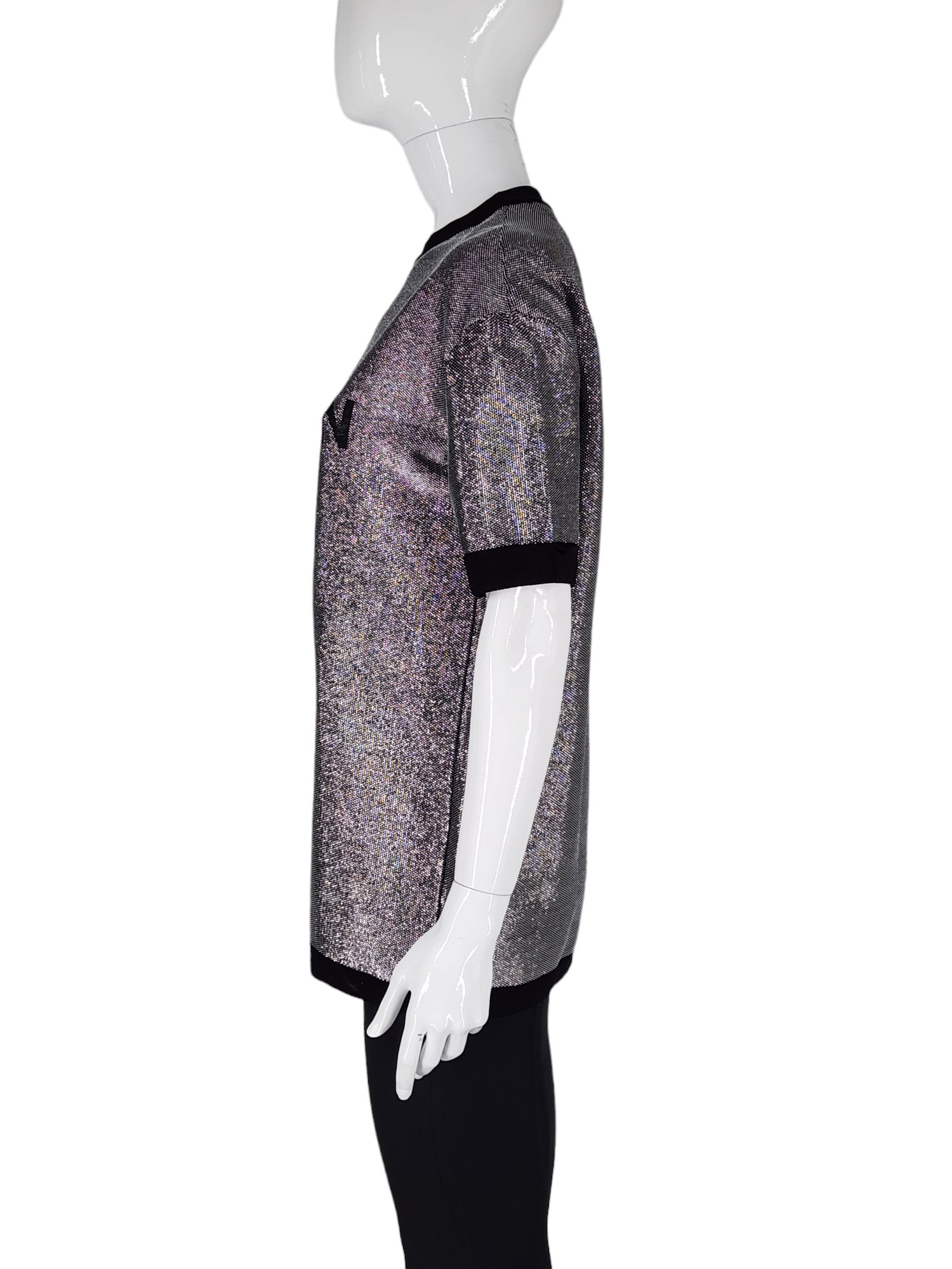 Balmain Metallic Silver Logo Tshirt 38