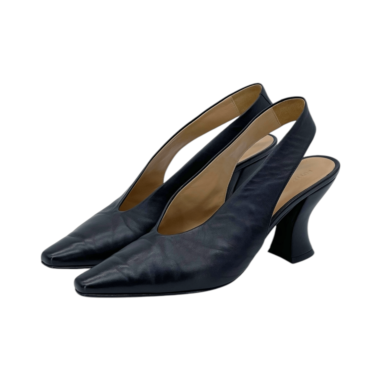 Bottega Veneta Black Leather Almond Slingback Pumps 39.5