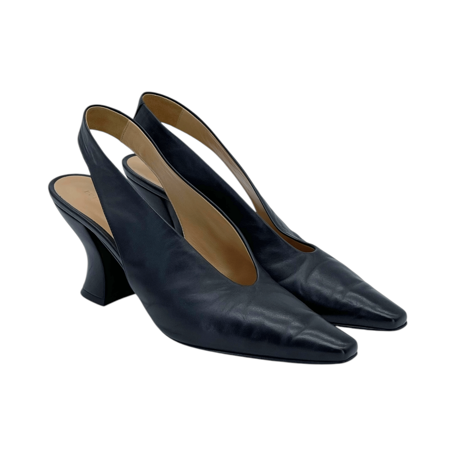 Bottega Veneta Black Leather Almond Slingback Pumps 39.5