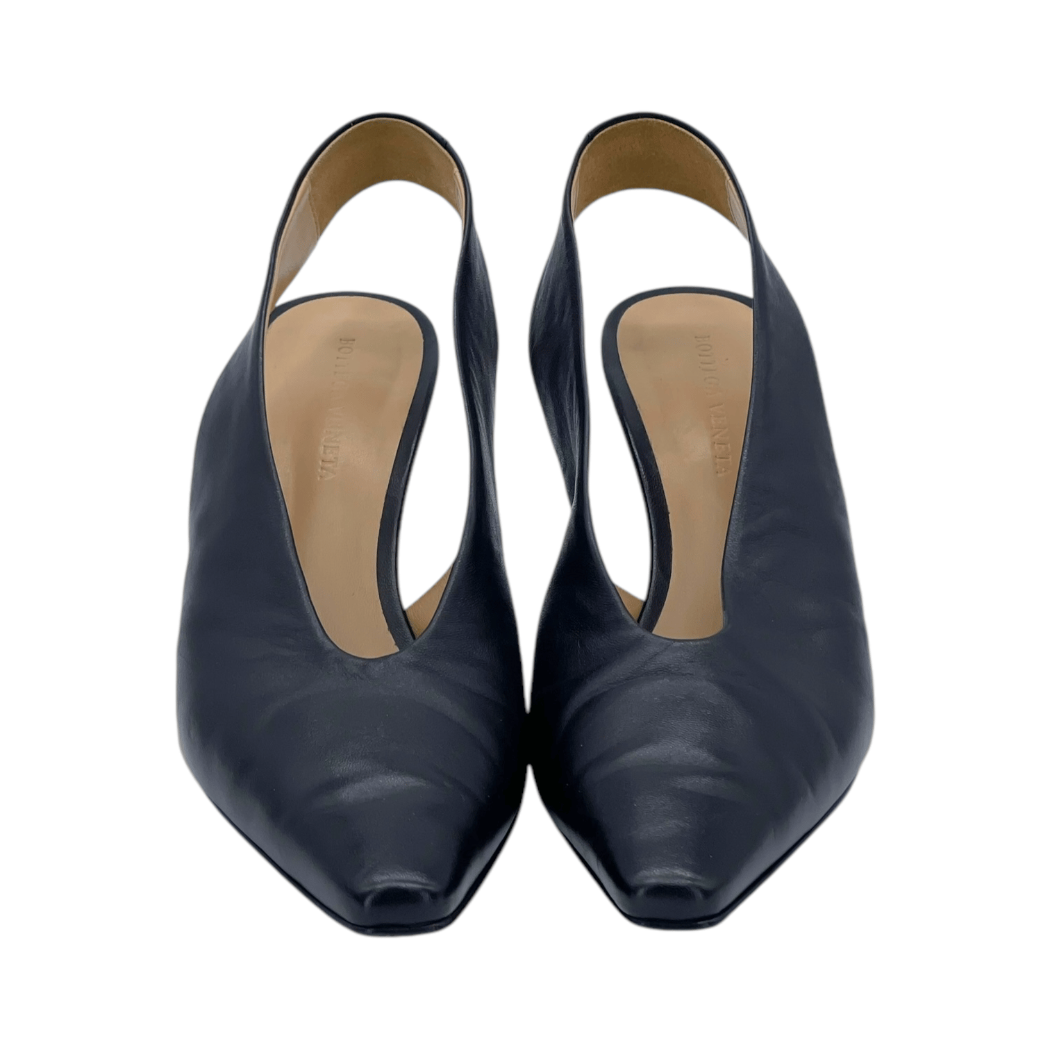Bottega Veneta Black Leather Almond Slingback Pumps 39.5