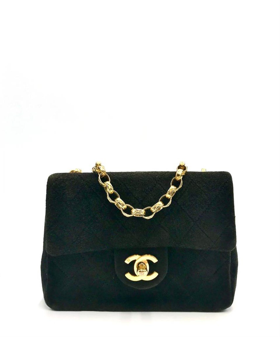 Chanel black suede bag best sale