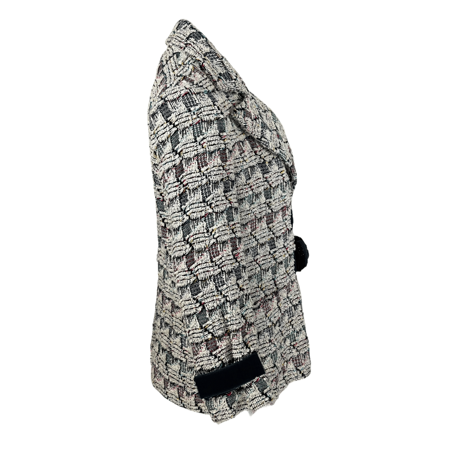 Chanel 17S Runway Ivory And Teal Tweed Velcro Jacket 36