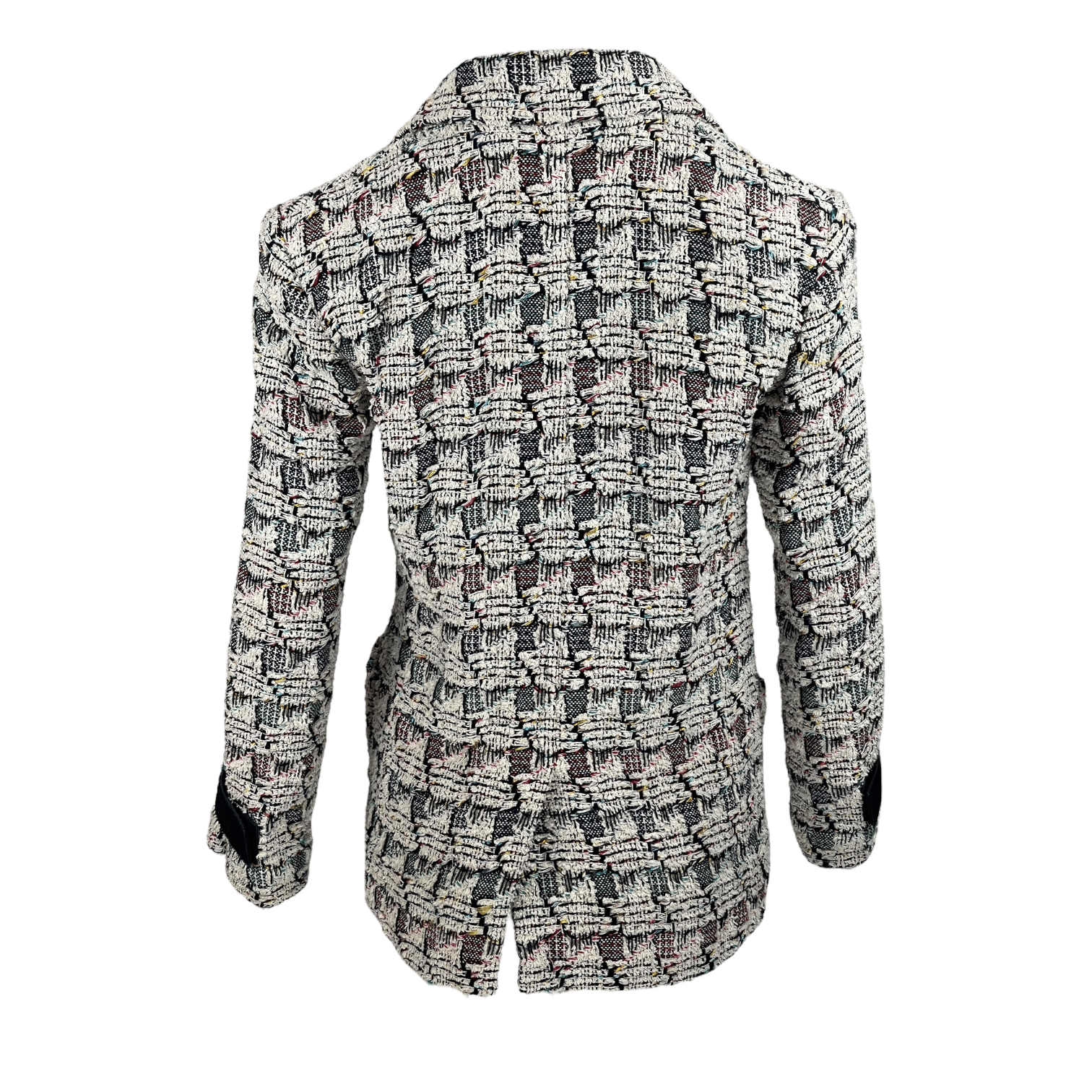 Chanel 17S Runway Ivory And Teal Tweed Velcro Jacket 36