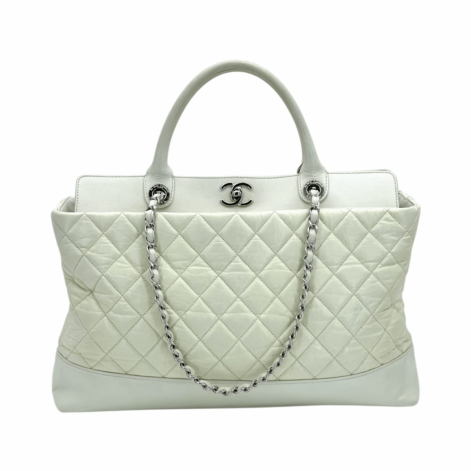 Chanel Aged Calfskin Quilted Be CC Tote Bag