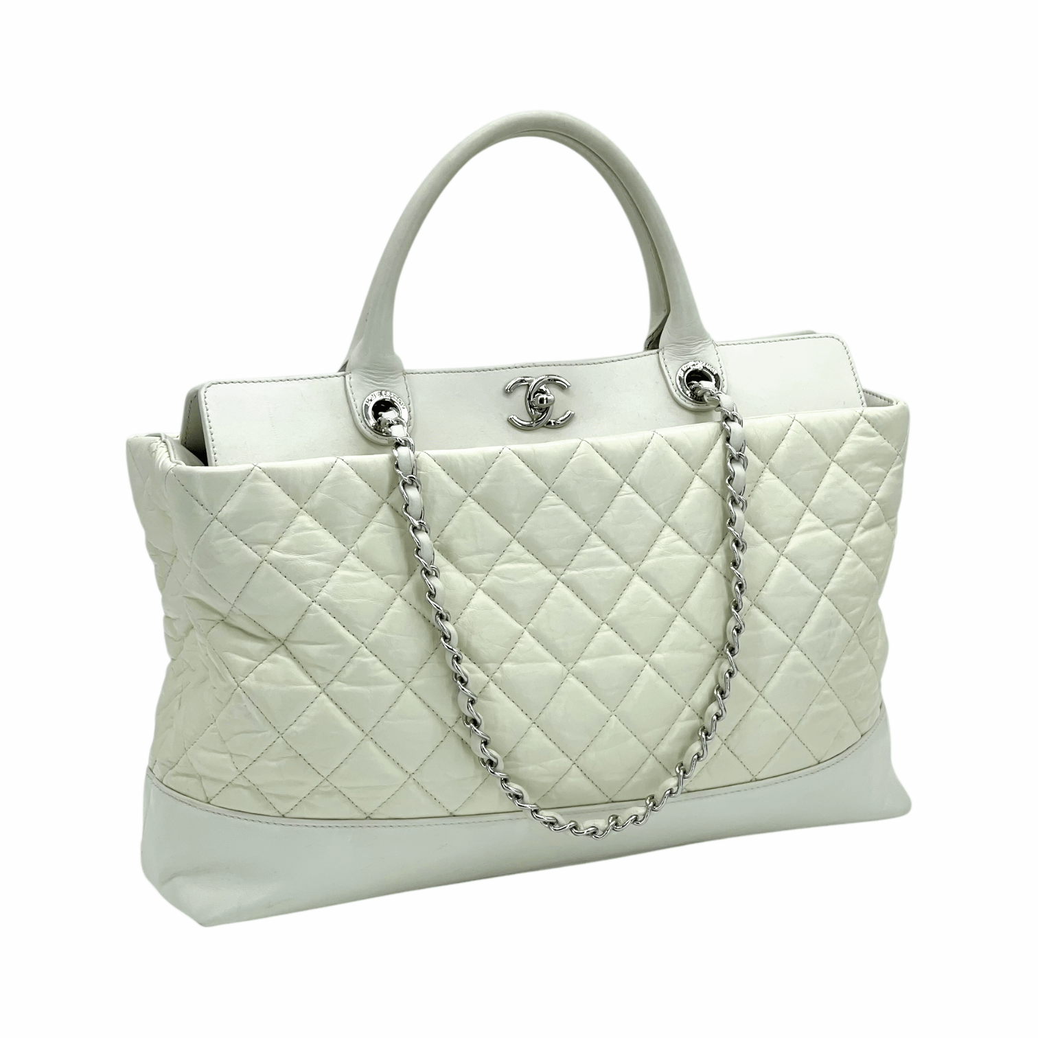 Chanel Aged Calfskin Quilted Be CC Tote Bag