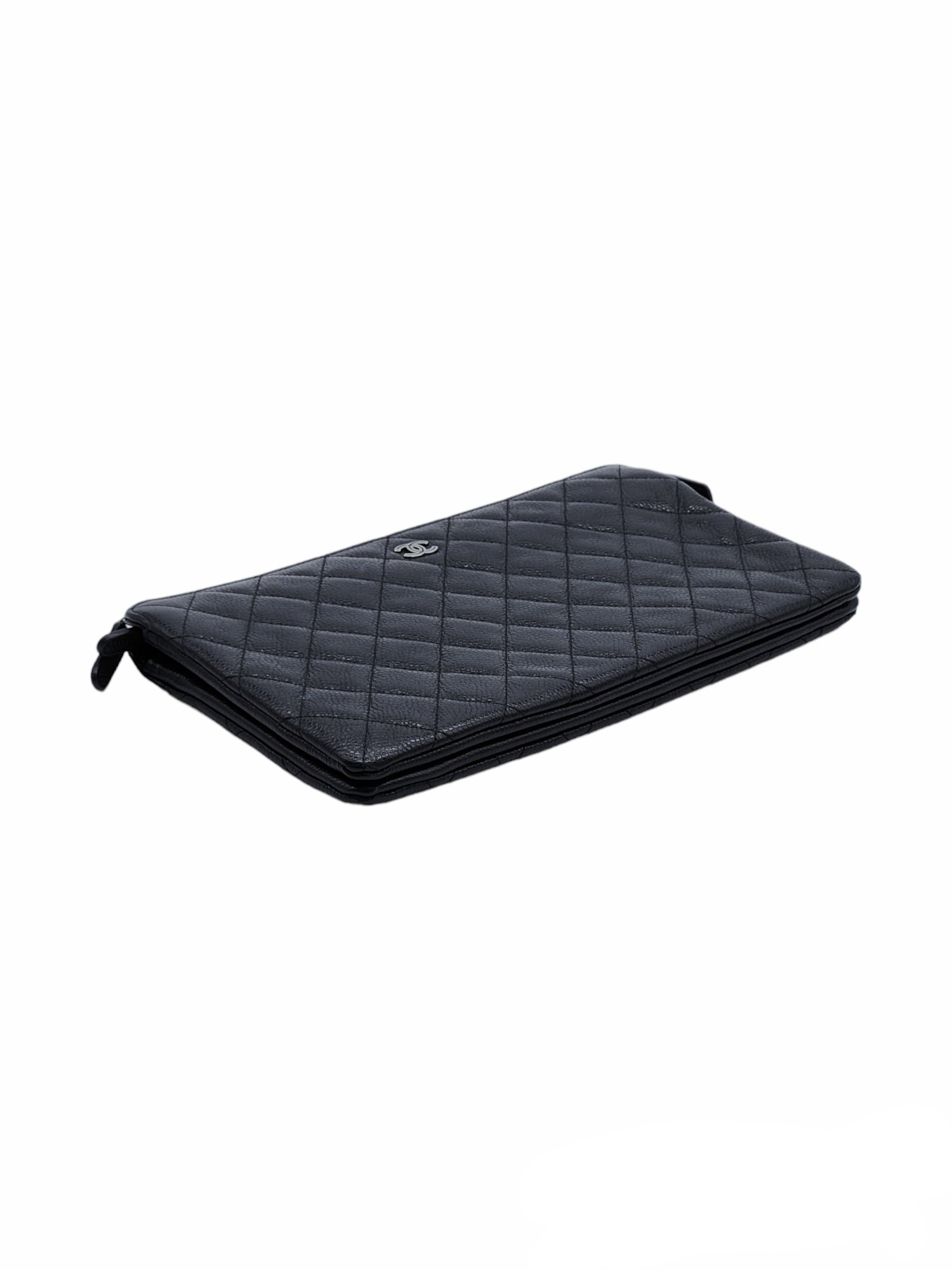 Chanel Black Caviar Quilted Zipped Clutch Fiyat